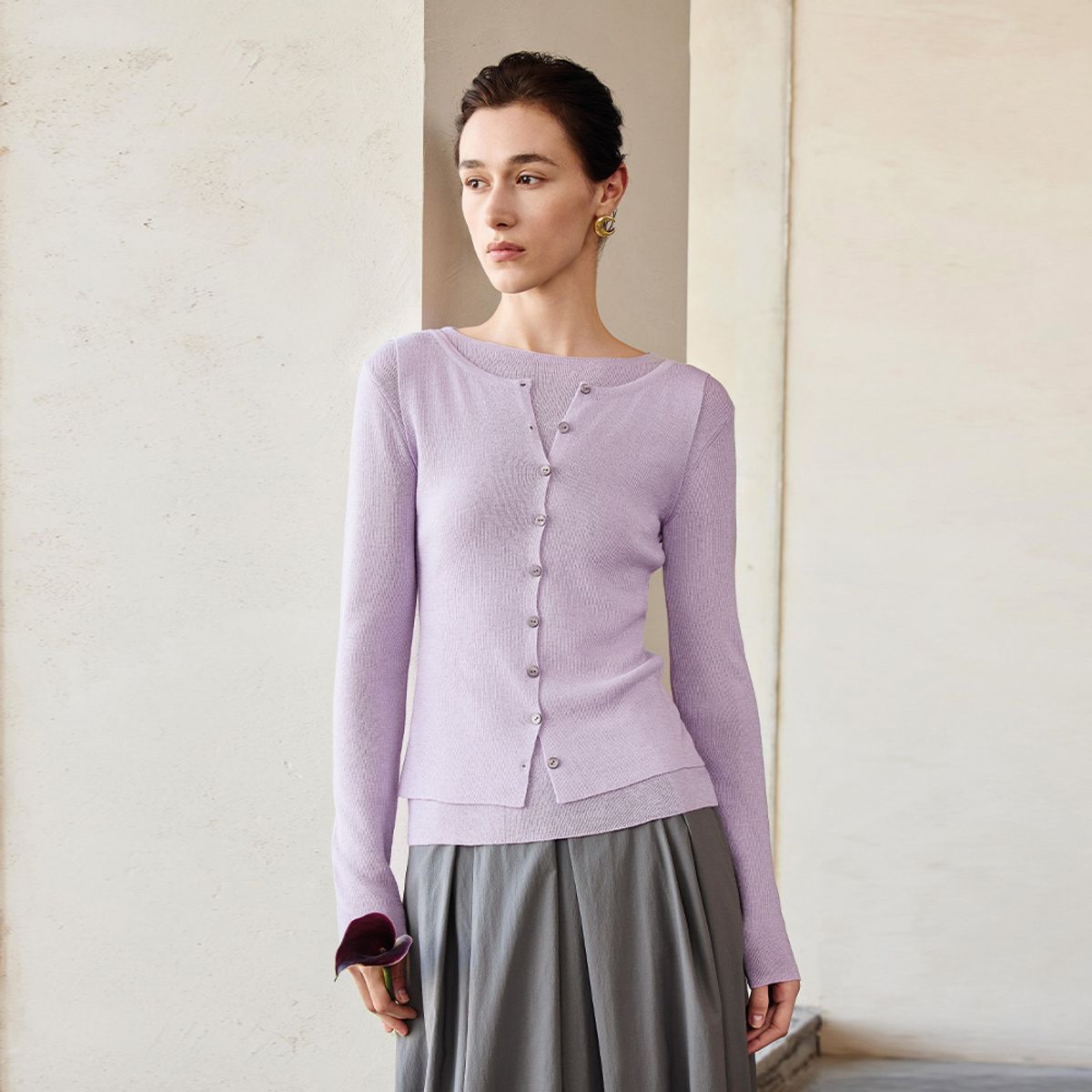 와이와이아이엠(YYIAM) YY_Fake two-piece slim knit top_3 color