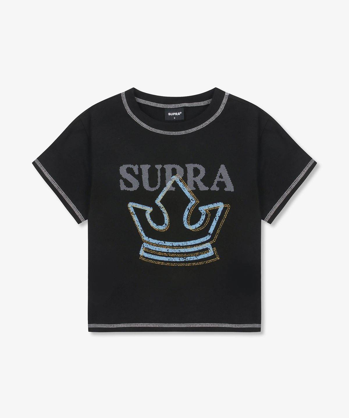 수프라(SUPRA) 여성 크라운 로고 포인트 크롭티(BLAKC)