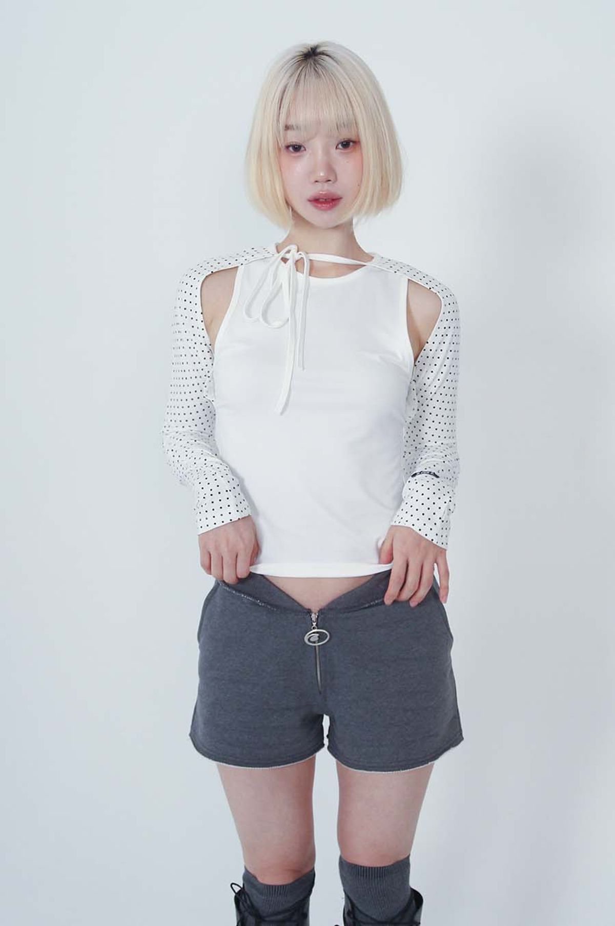 비피피(BFEEP) logo 2way short pants_charcoal(기모 ver)