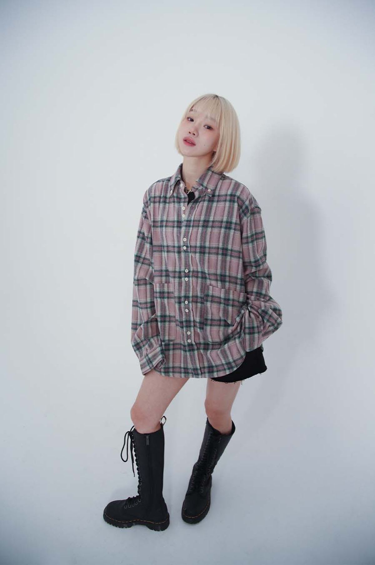 비피피(BFEEP) Big Pocket Check Shirt_pink