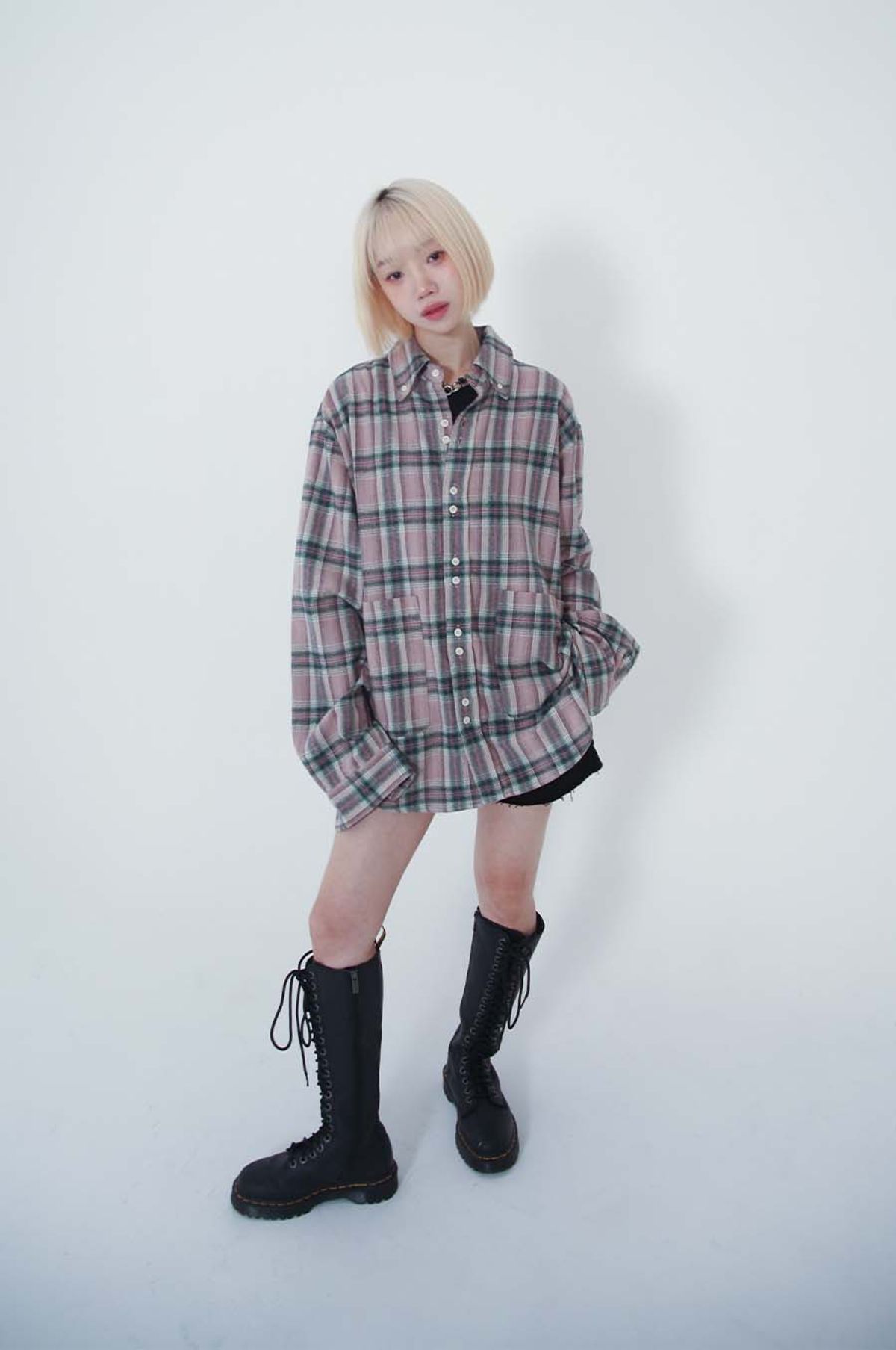 비피피(BFEEP) Big Pocket Check Shirt_pink