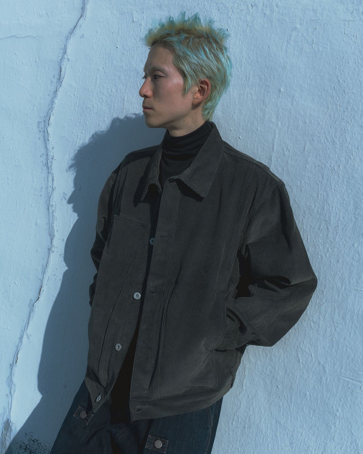 카락터(KARACTOR) Corduroy trucker jacket / Charcoal green