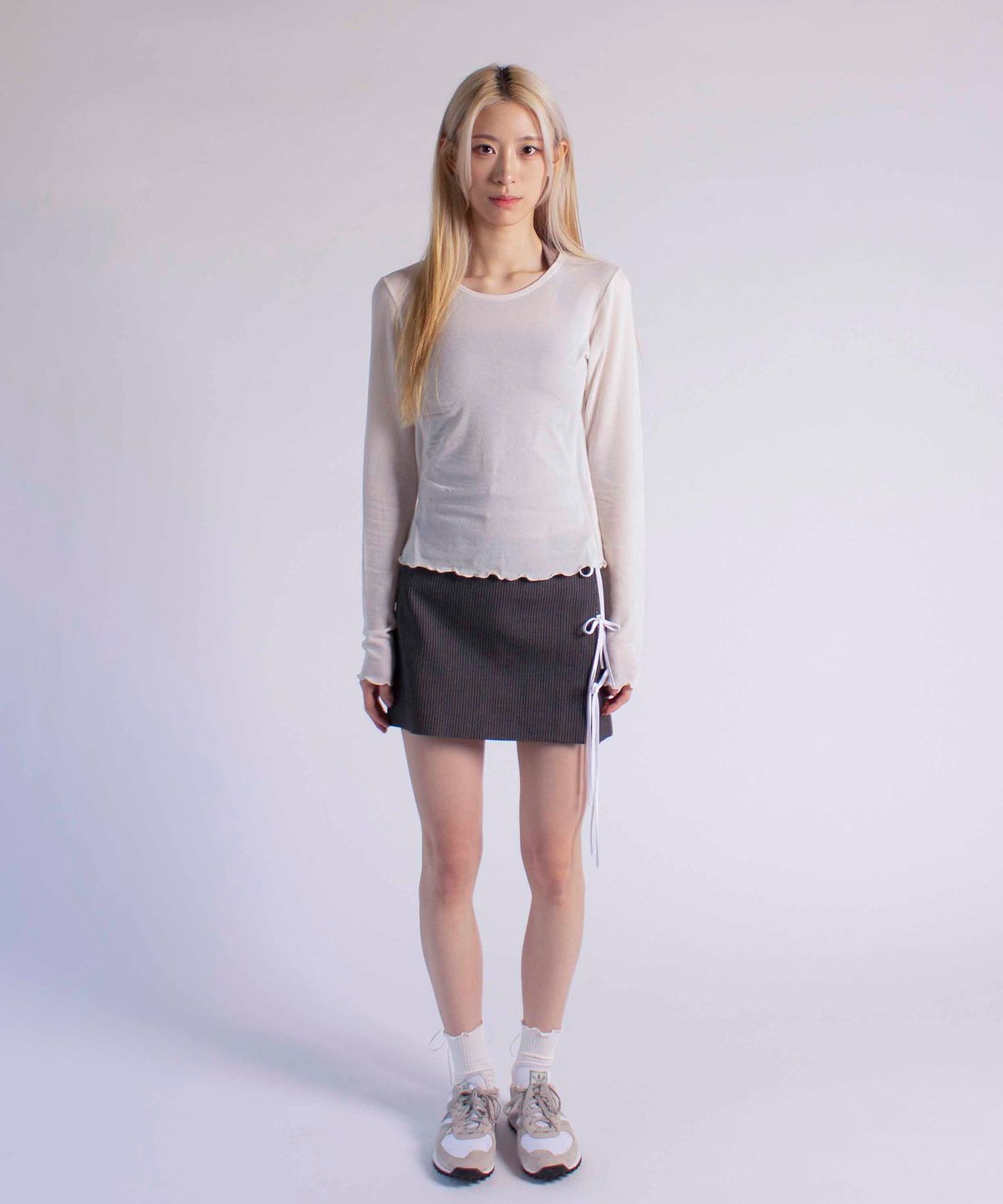 유히리(YUHEELEE) Wave edge round neck basic tencel top / Ivory