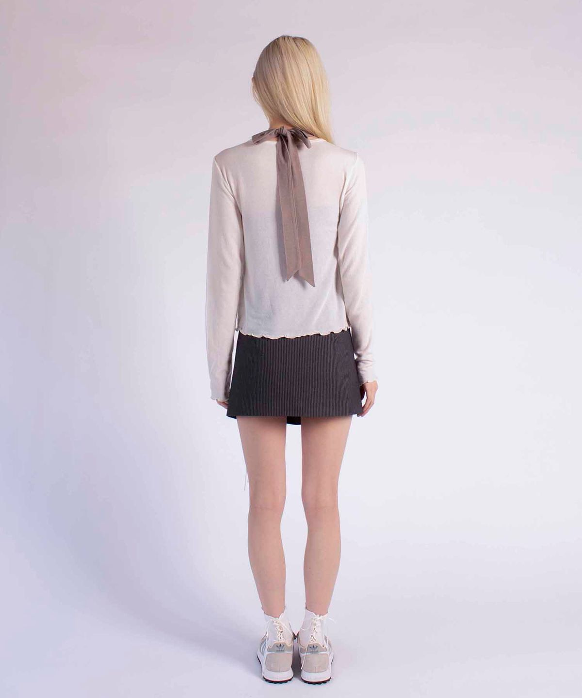 유히리(YUHEELEE) Wave edge round neck basic tencel top / Ivory