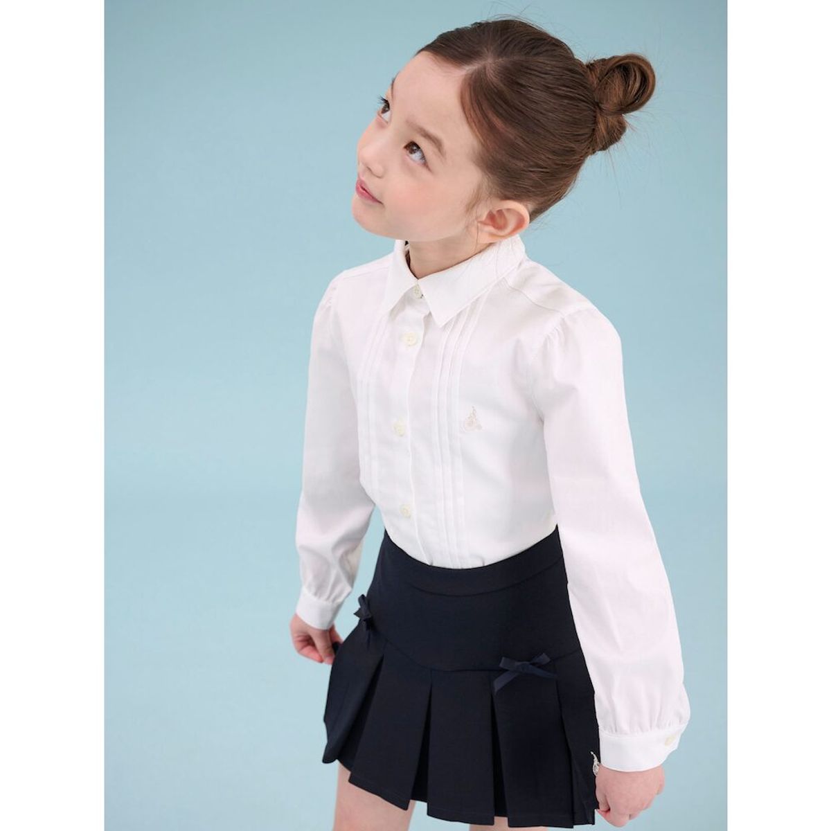 빈폴 키즈(BEANPOLE KIDS) [Essential] 여아 옥스포드 셔츠 & 리본타이 세트  화이트 (BI5164GE11)