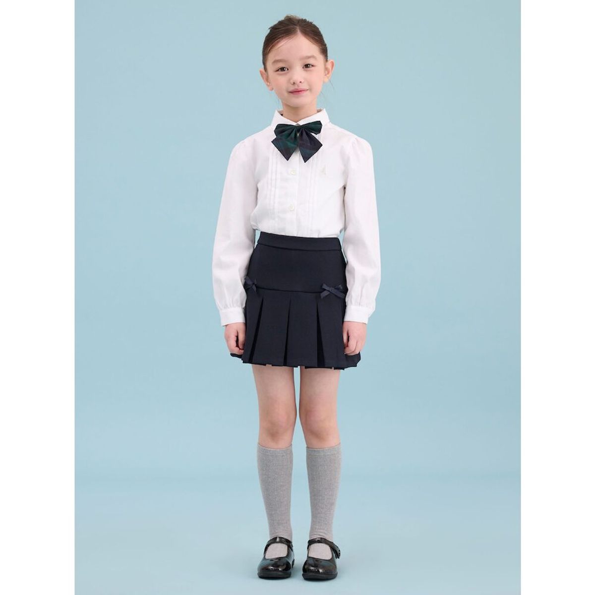 빈폴 키즈(BEANPOLE KIDS) [Essential] 여아 옥스포드 셔츠 & 리본타이 세트  화이트 (BI5164GE11)