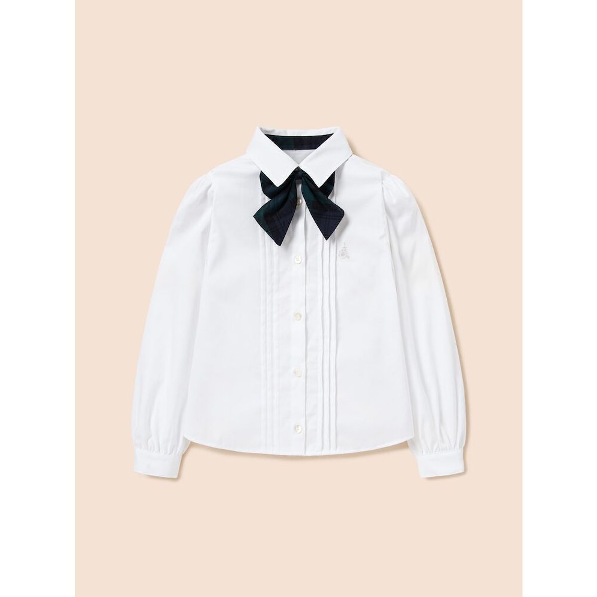 빈폴 키즈(BEANPOLE KIDS) [Essential] 여아 옥스포드 셔츠 & 리본타이 세트  화이트 (BI5164GE11)
