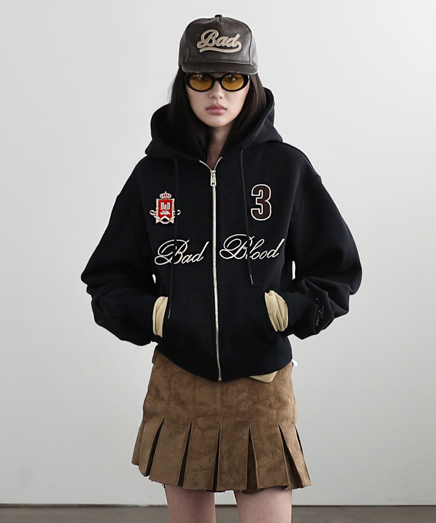 MUSINSA | BADBLOOD Royal Classic Hooded Zip-Up - Black