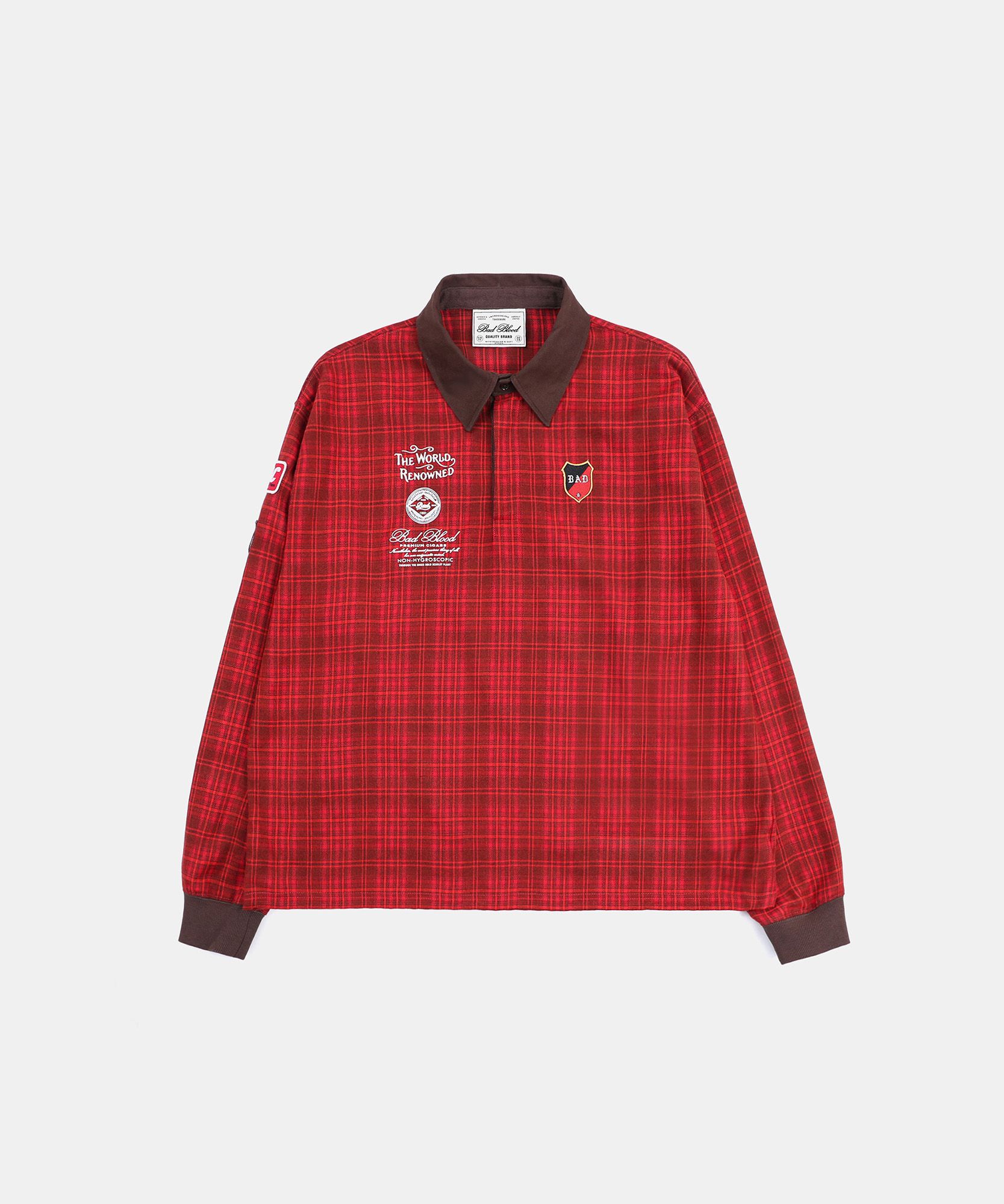 【BADBLOOD】関税/送料込み クラシックチェックラグビーシャツ MUSINSA公式 | BADBLOOD Classic Check Rugby Shirt - Red