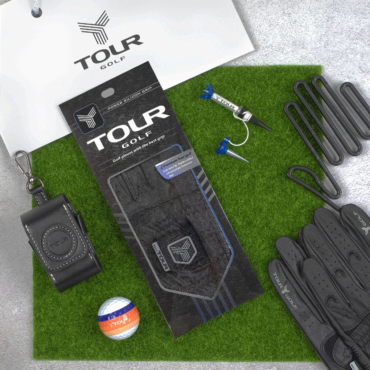 투어골프(TOURGOLF) 투어골프 파워그립 블랙 논슬립 골프장갑 남성용