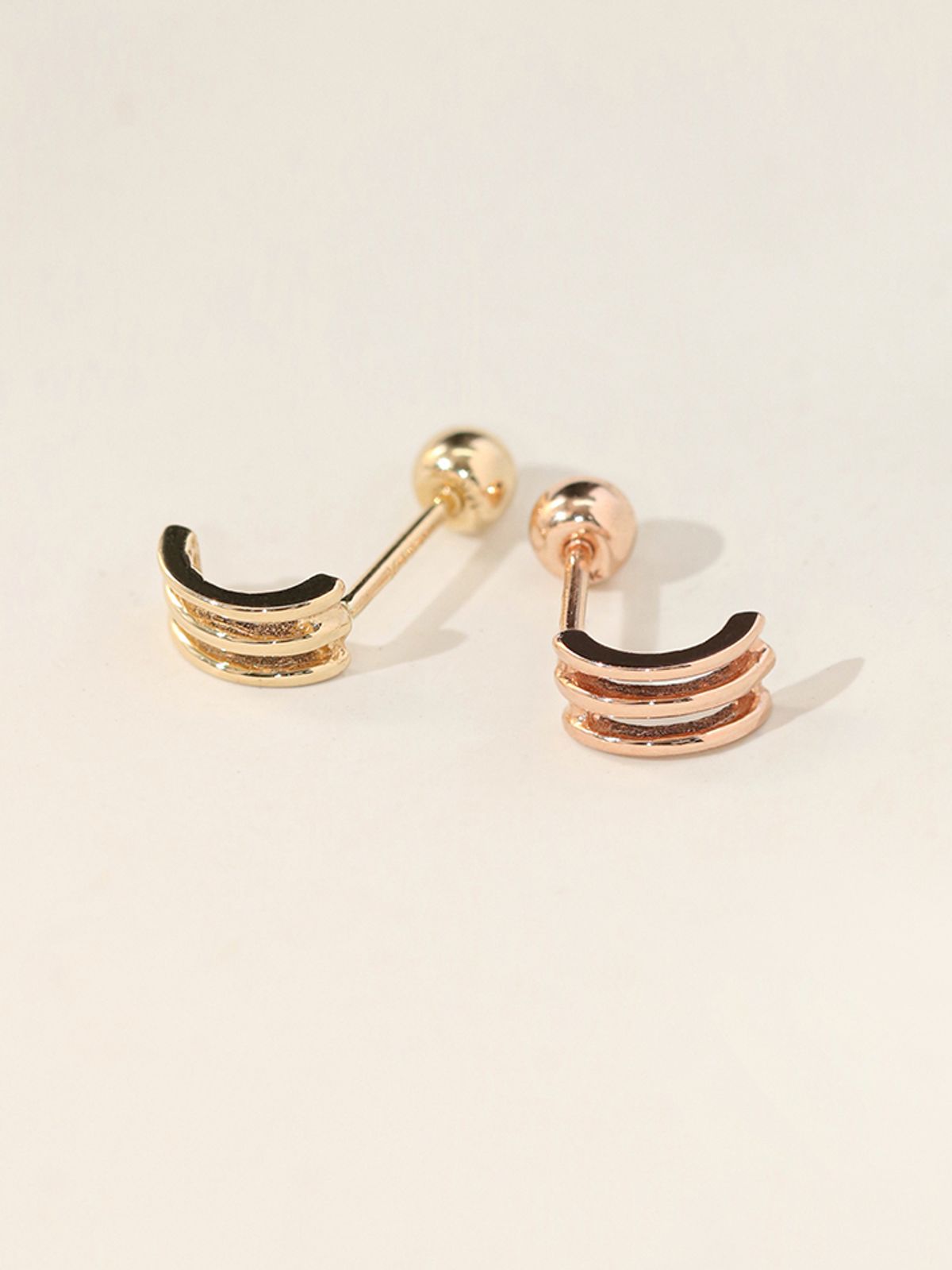 미니멀피어싱(MINIMALPIERCING) 14K 미니미 세줄 링 피어싱 귀걸이