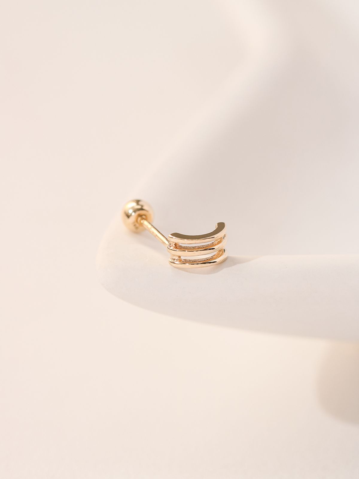 미니멀피어싱(MINIMALPIERCING) 14K 미니미 세줄 링 피어싱 귀걸이