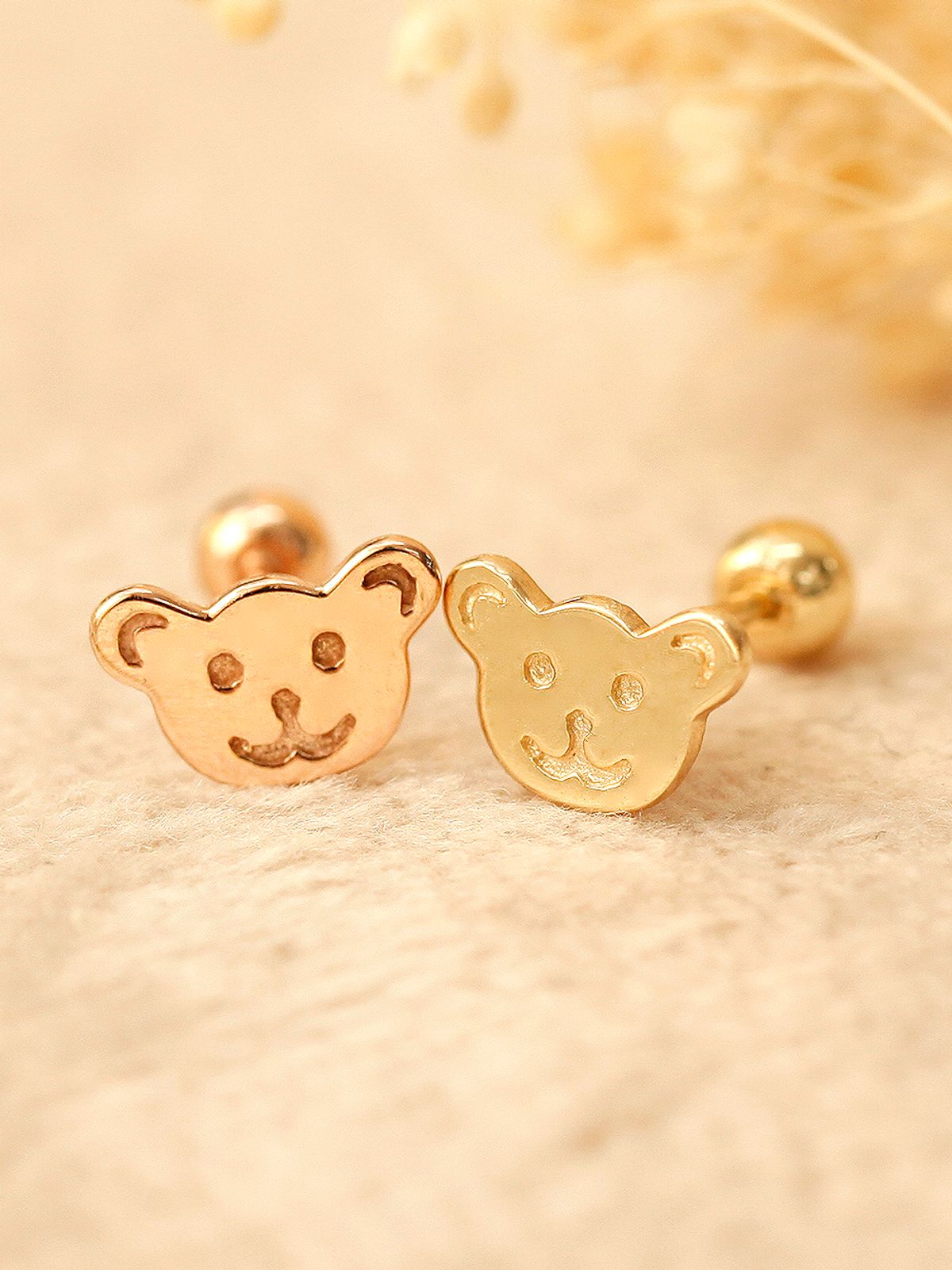 미니멀피어싱(MINIMALPIERCING) 14K 곰돌이 쿠키 피어싱 귀걸이