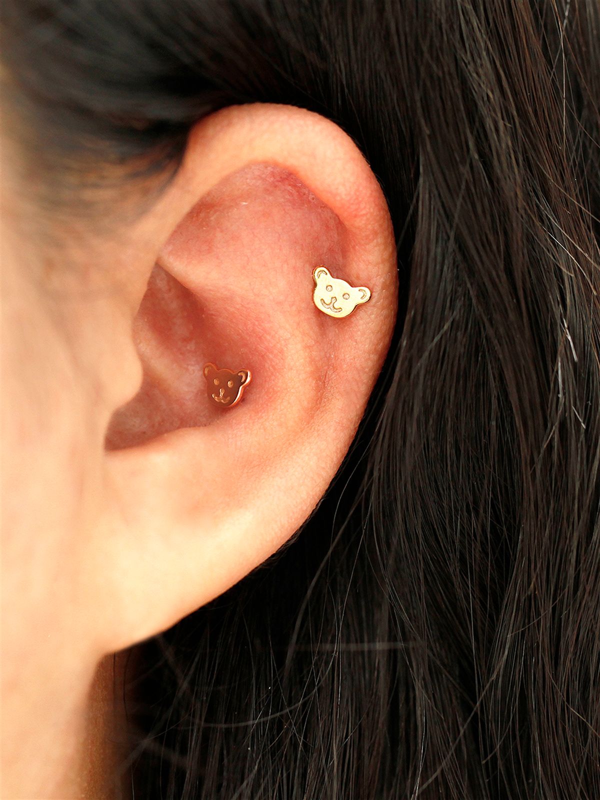 미니멀피어싱(MINIMALPIERCING) 14K 곰돌이 쿠키 피어싱 귀걸이