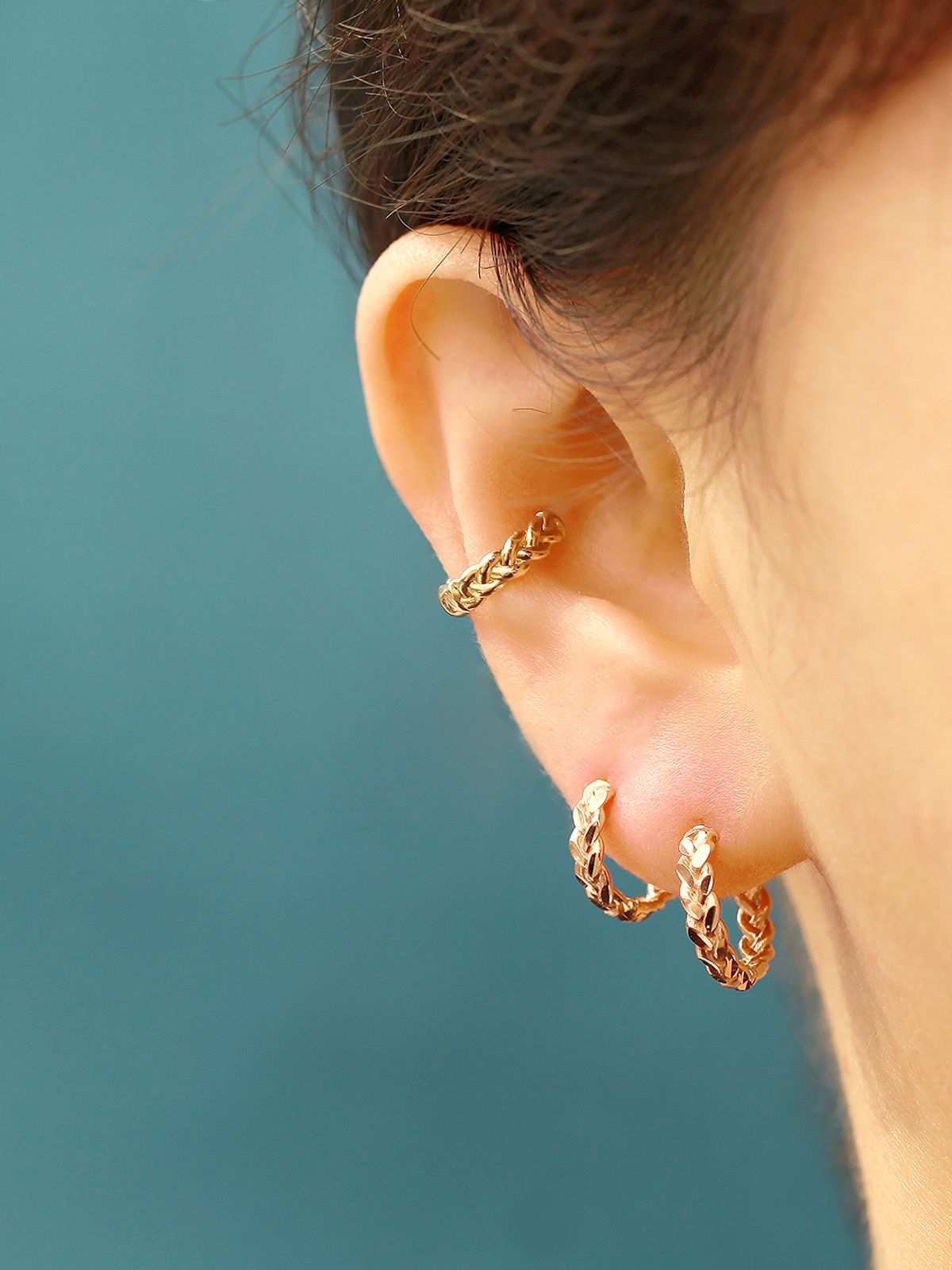 미니멀피어싱(MINIMALPIERCING) 14K 귓바퀴 이너컨츠 체인 원터치 링 피어싱 귀걸이