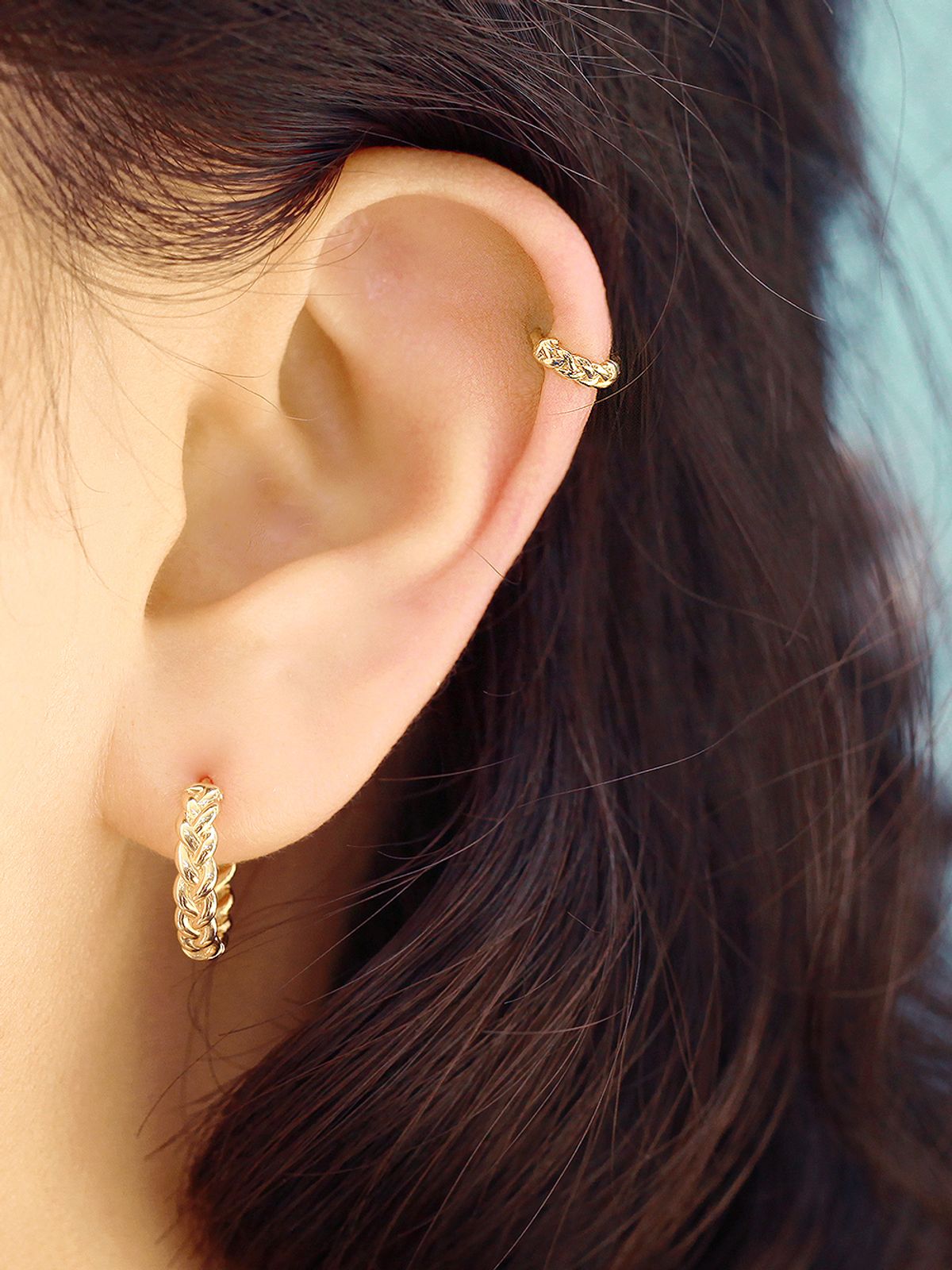 미니멀피어싱(MINIMALPIERCING) 14K 귓바퀴 이너컨츠 체인 원터치 링 피어싱 귀걸이