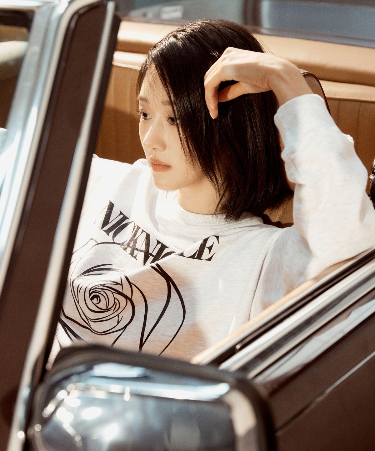 닉앤니콜(NICK&NICOLE) NICOLE ROSE PRINTING SWEATSHIRT_MELANGE BLACK