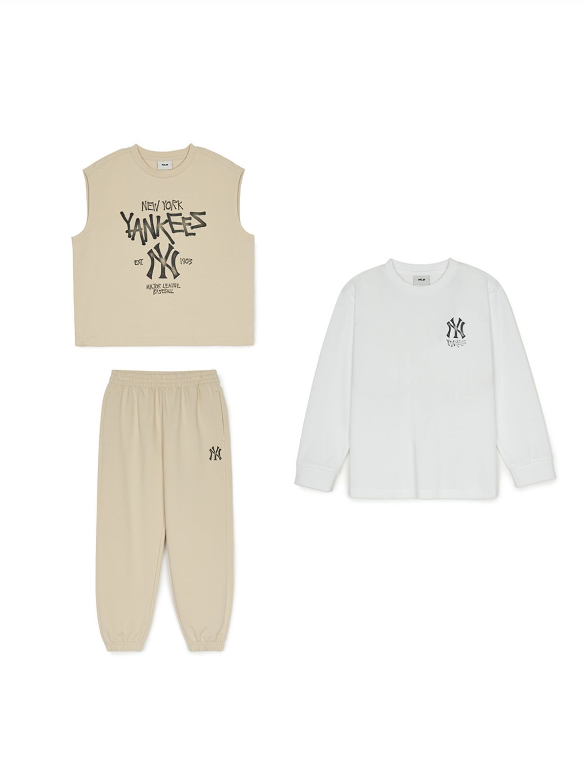 엠엘비 키즈(MLB KIDS) 바시티 VEST 긴팔 SET NY (L.Sand)