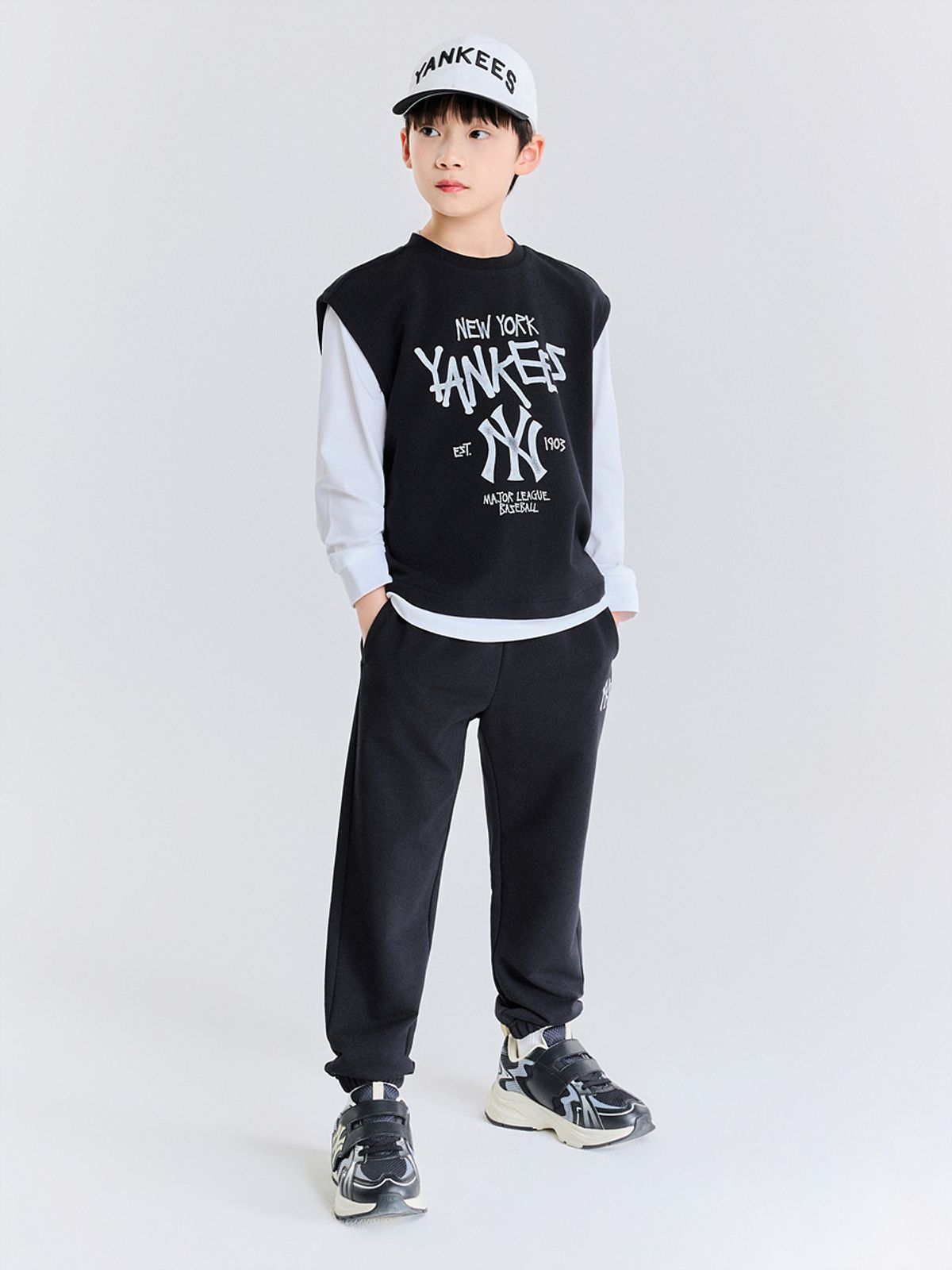 엠엘비 키즈(MLB KIDS) 바시티 VEST 긴팔 SET NY (Black)