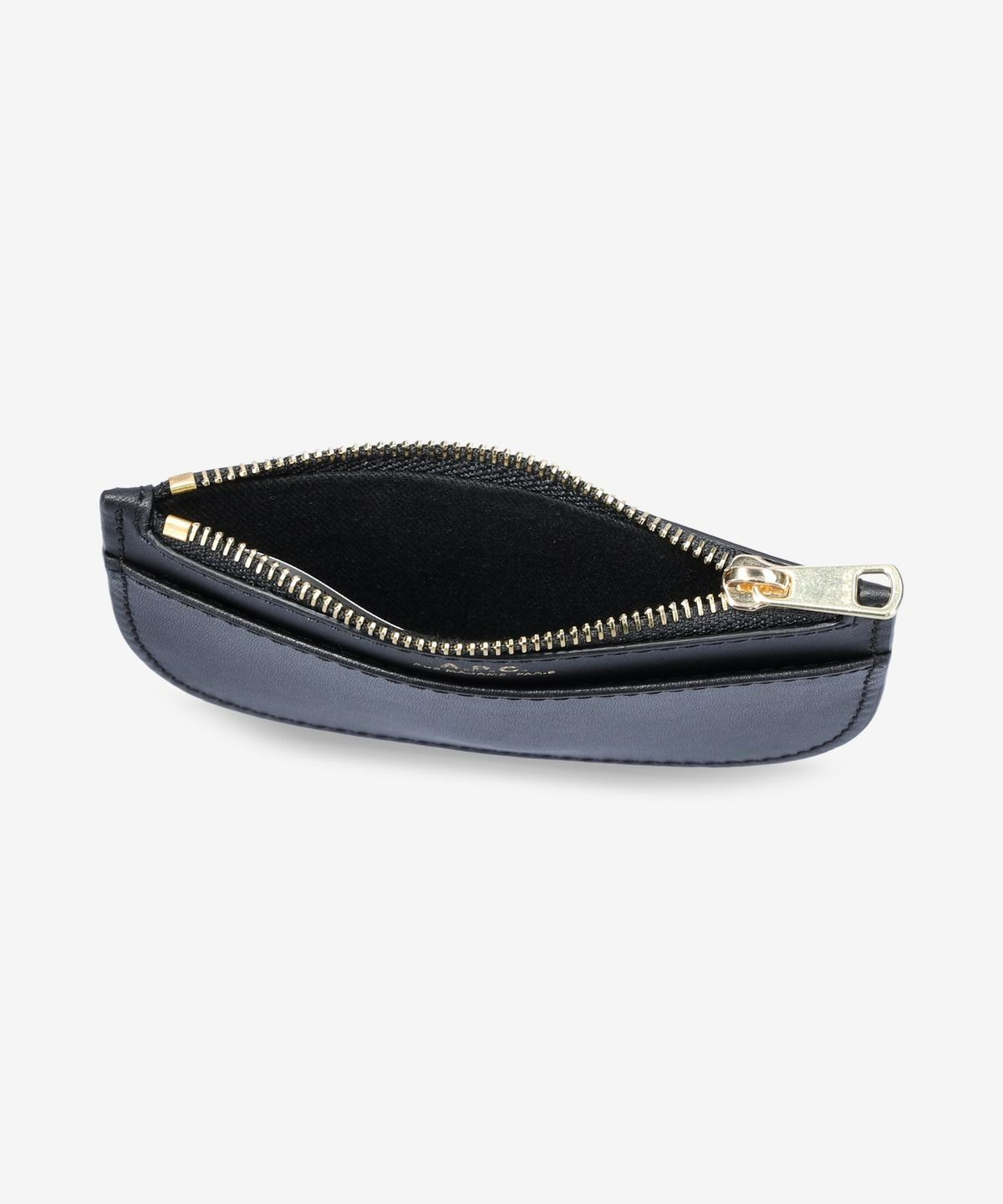 ☆A.P.C.☆ New Demilun Zipper Card Holder Black PXAWVF63439L Demi-Lune New coin purse - Smooth vegetable-tanned leather