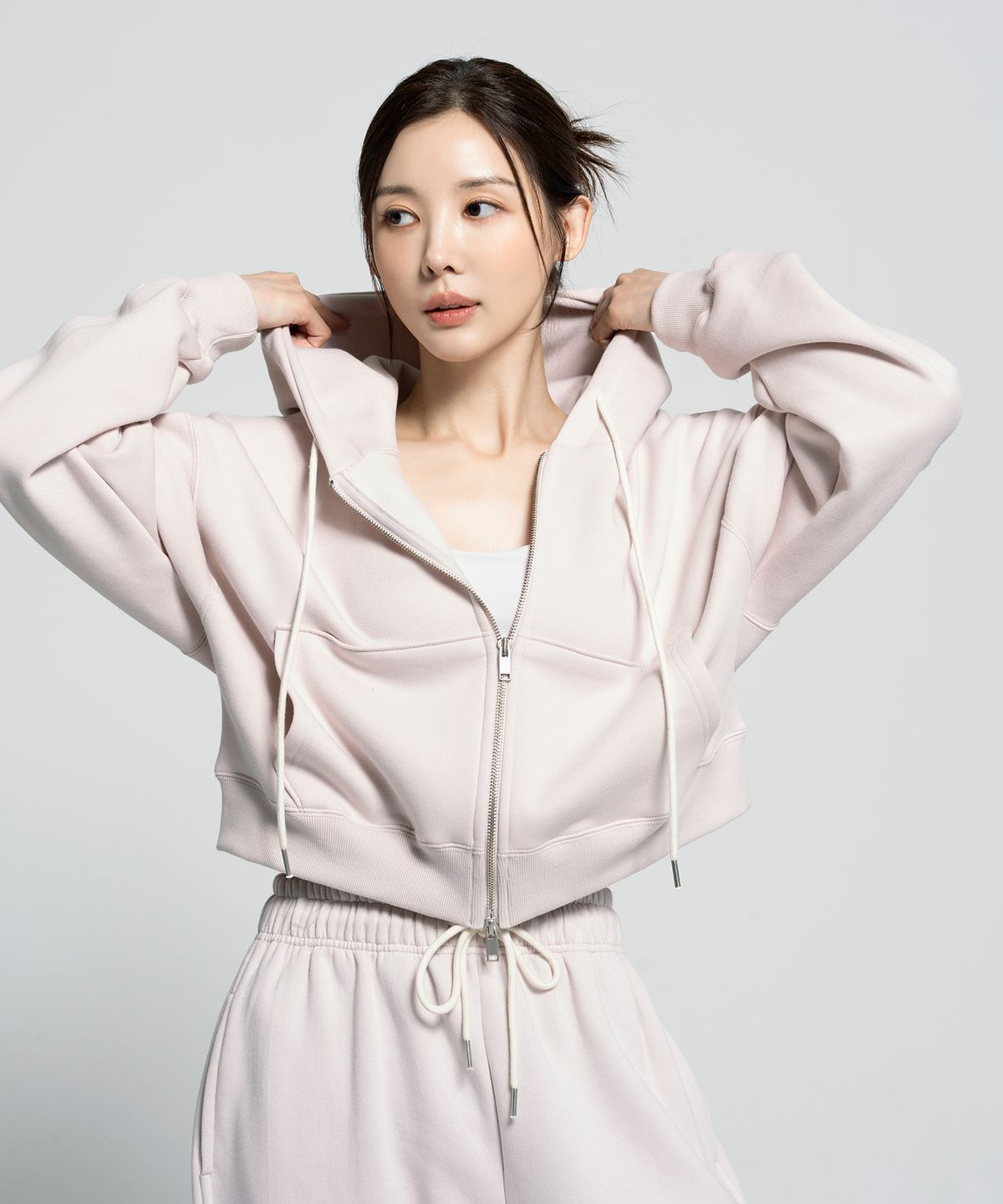 콘치웨어(CONCHWEAR) 소프트크림 기모 크롭 후드집업 (4color)