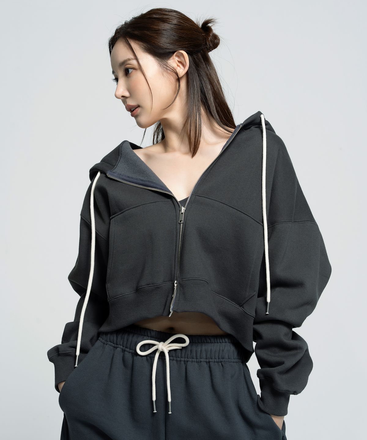 콘치웨어(CONCHWEAR) 소프트크림 기모 크롭 후드집업 (4color)