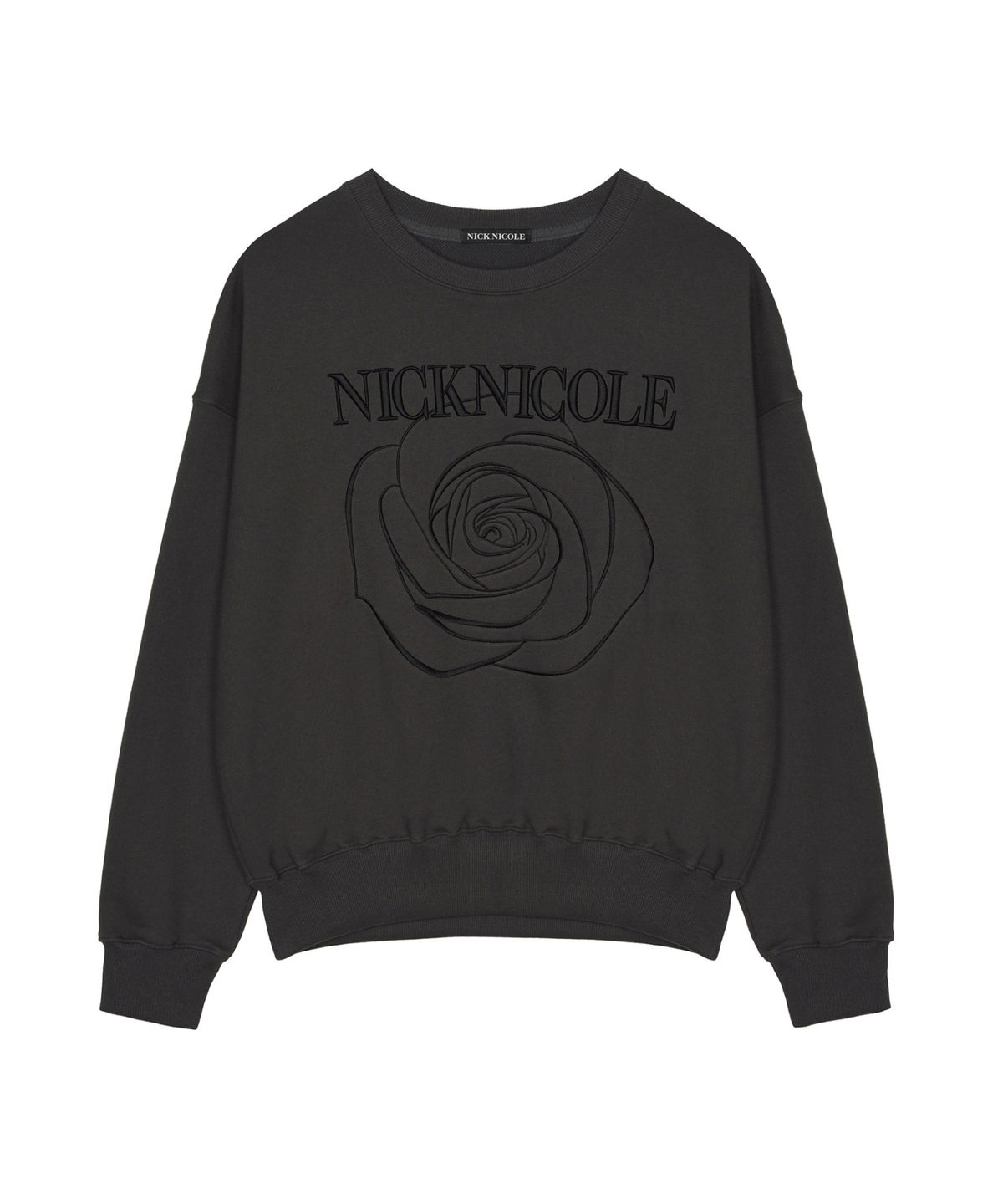 닉앤니콜(NICK&NICOLE) VOLUME NICOLE ROSE SWEATSHIRT_CHARCOAL BLACK