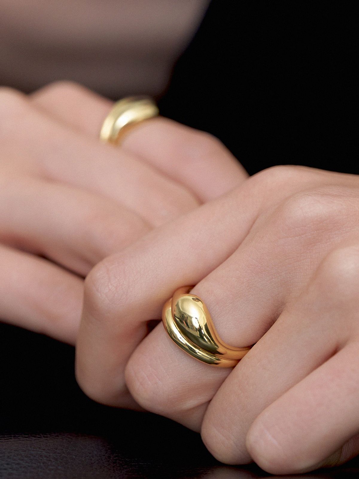 리엔느와르(leeENoir) Double Wave Ring (2color)