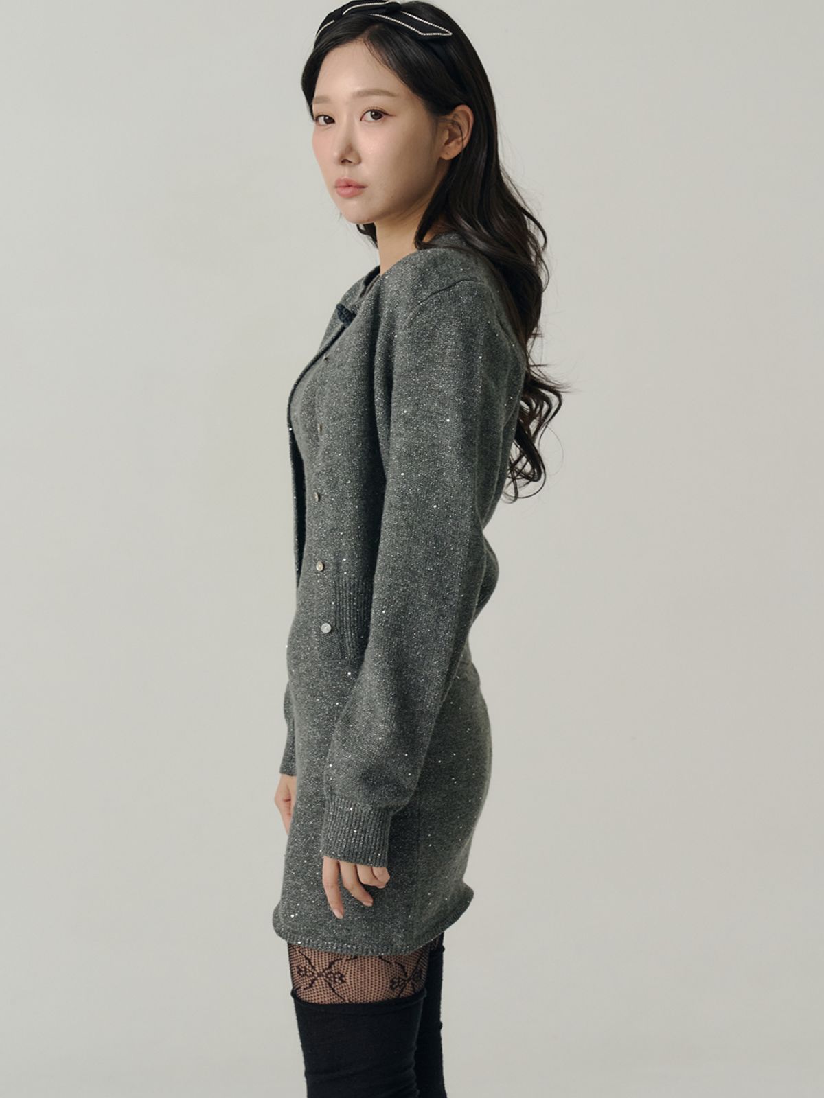 쏘리, 투 머치 러브(SORRY, TOO MUCH LOVE) Staring Night Knit Cardigan_Charcoal