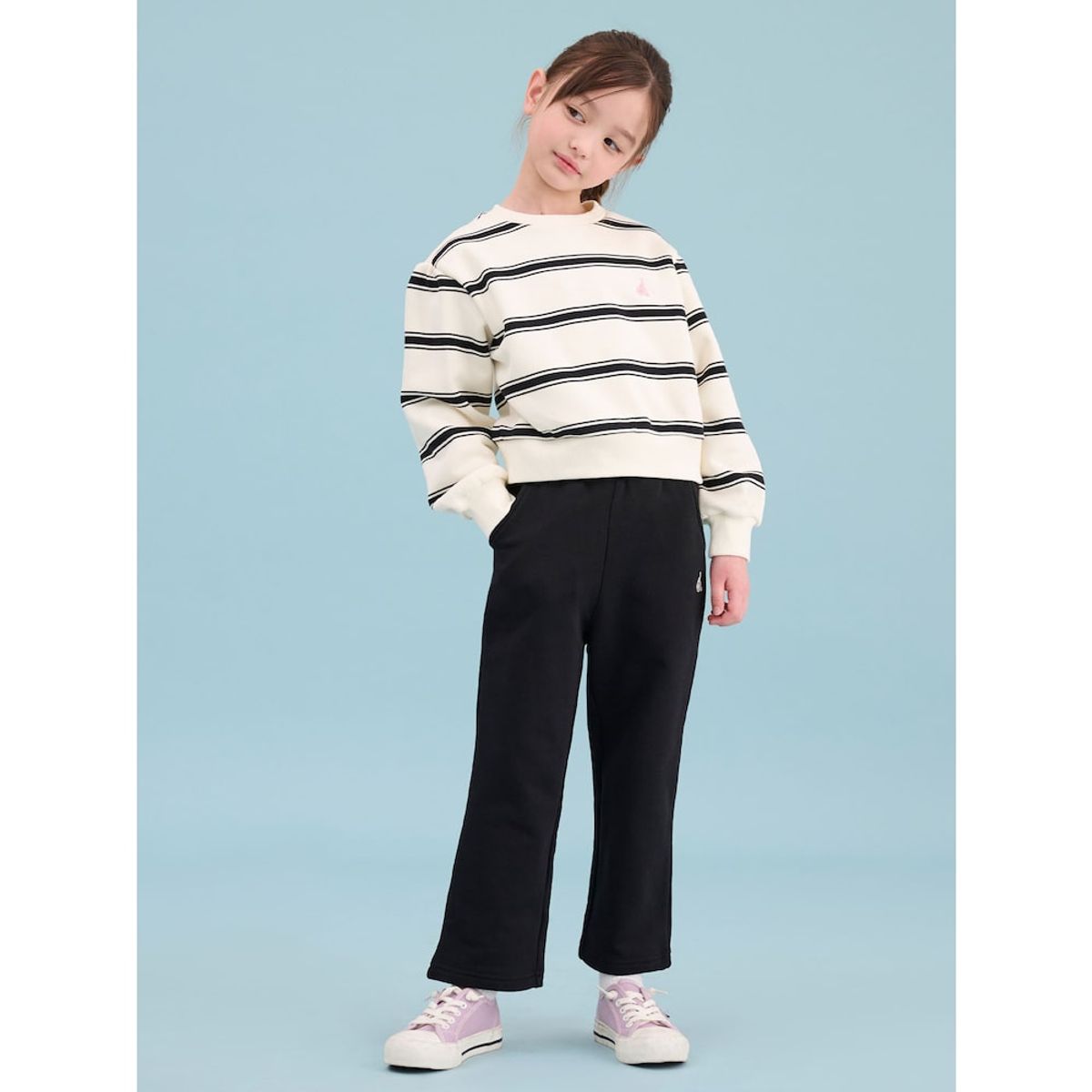 빈폴 키즈(BEANPOLE KIDS) 여아 스트라이프 라운드 스웨트 세트  아이보리 (BI5141G030)