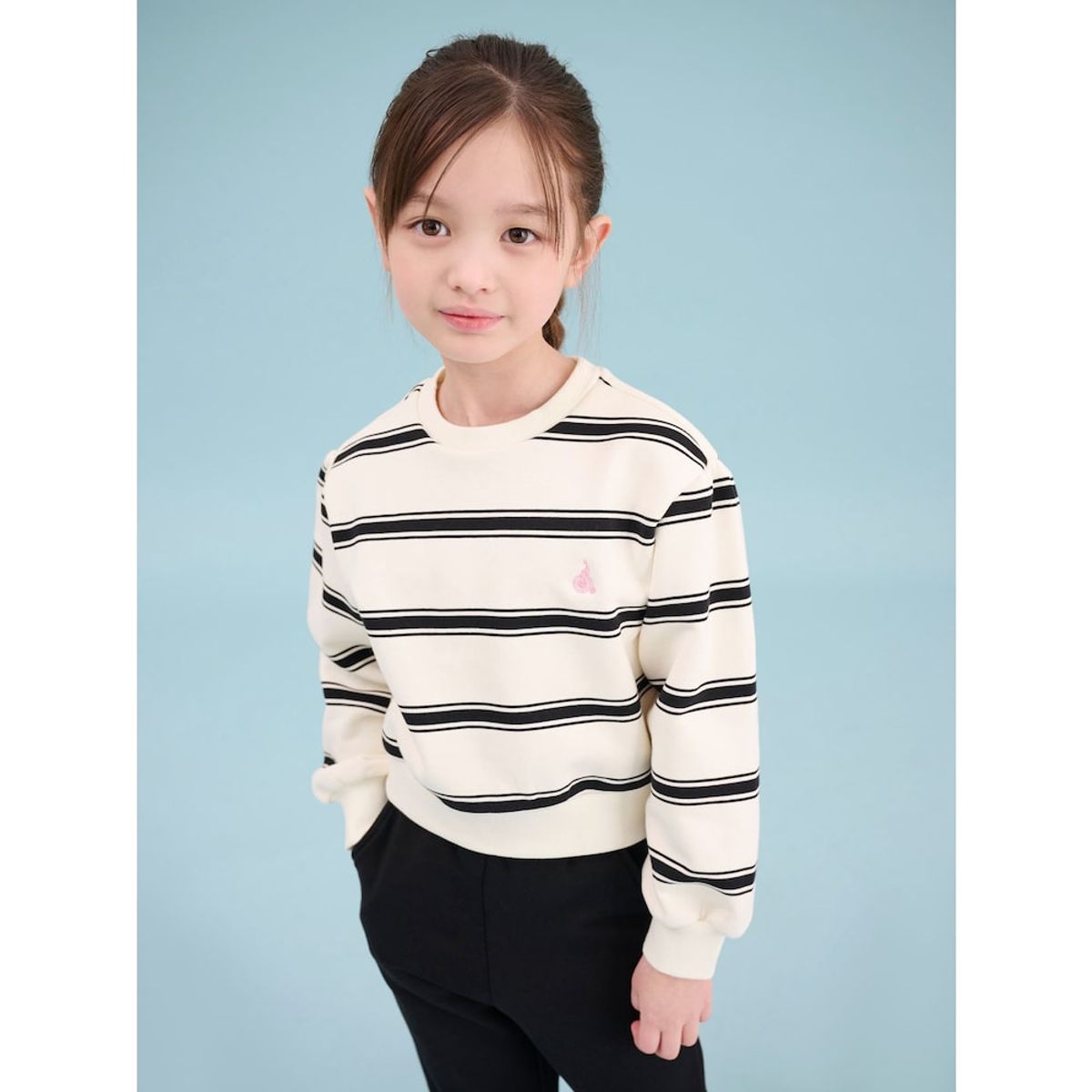 빈폴 키즈(BEANPOLE KIDS) 여아 스트라이프 라운드 스웨트 세트  아이보리 (BI5141G030)