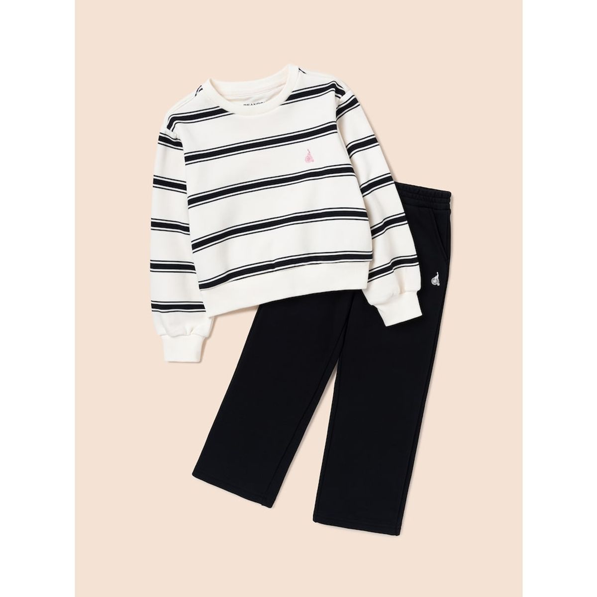 빈폴 키즈(BEANPOLE KIDS) 여아 스트라이프 라운드 스웨트 세트  아이보리 (BI5141G030)