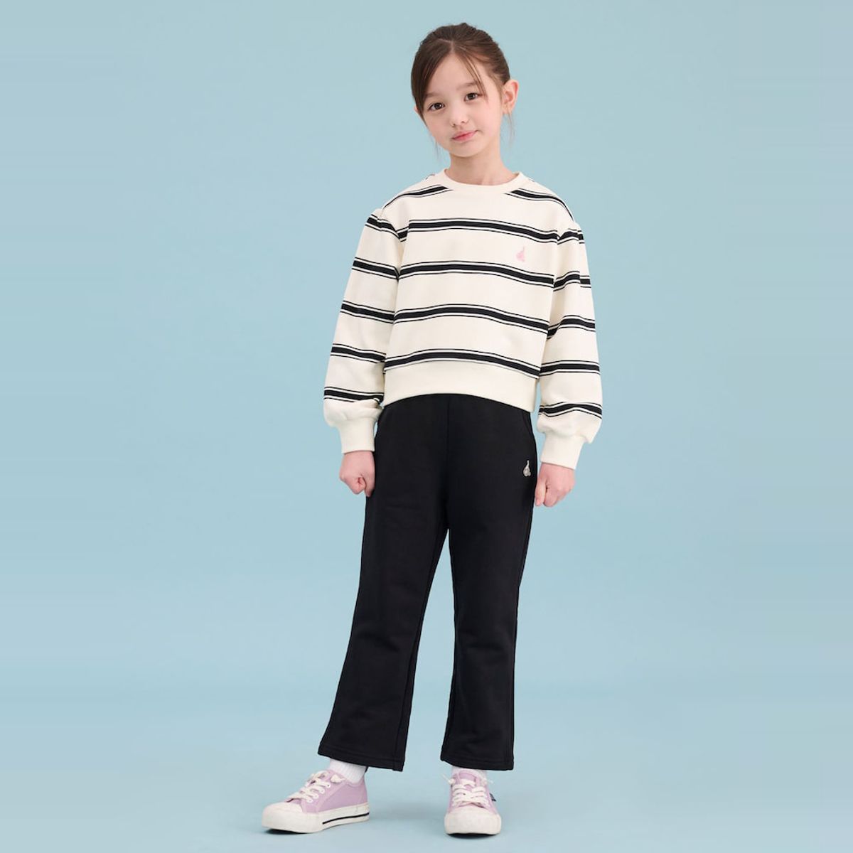 빈폴 키즈(BEANPOLE KIDS) 여아 스트라이프 라운드 스웨트 세트  아이보리 (BI5141G030)