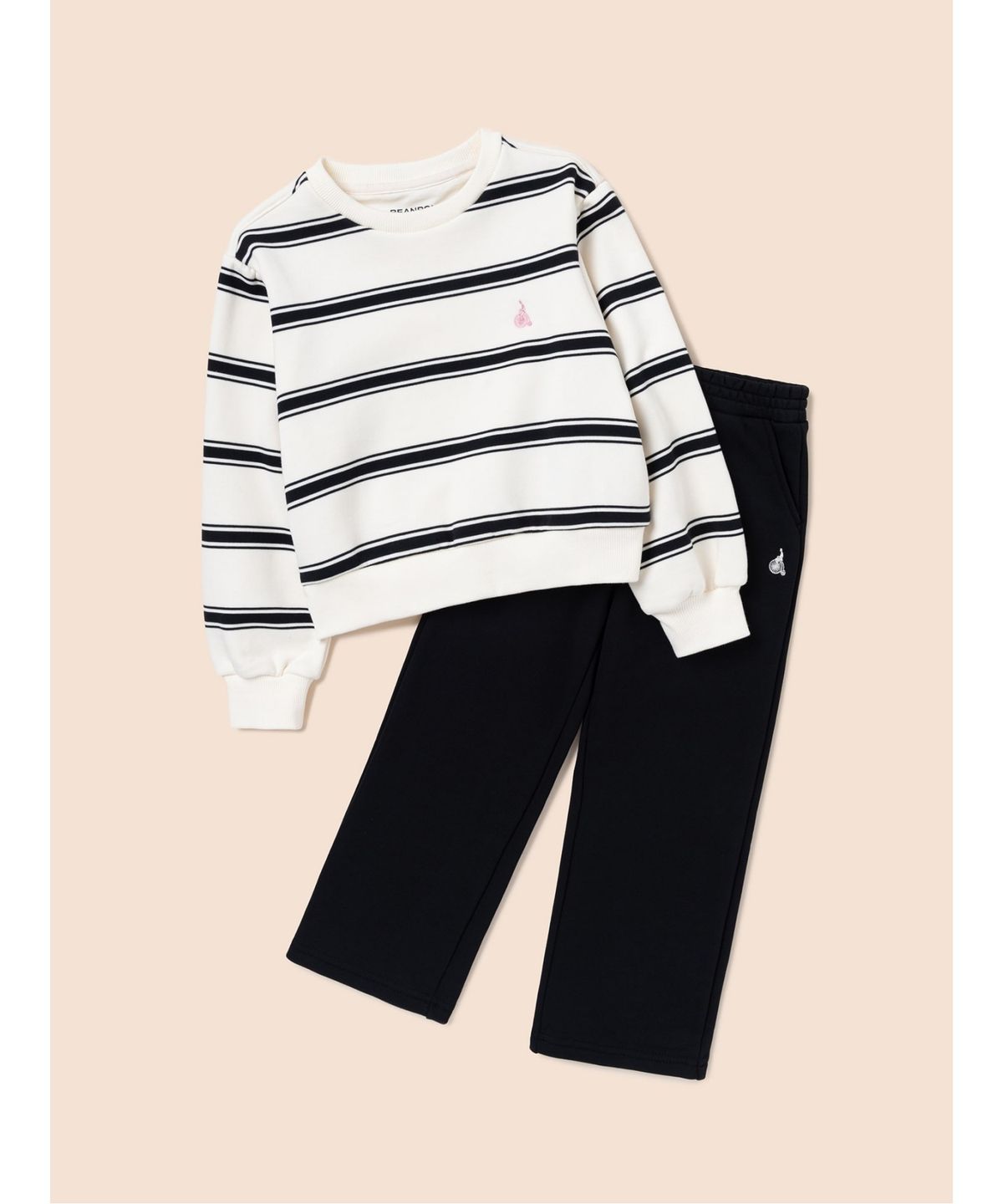 빈폴 키즈(BEANPOLE KIDS) 여아 스트라이프 라운드 스웨트 세트  아이보리 (BI5141G030)