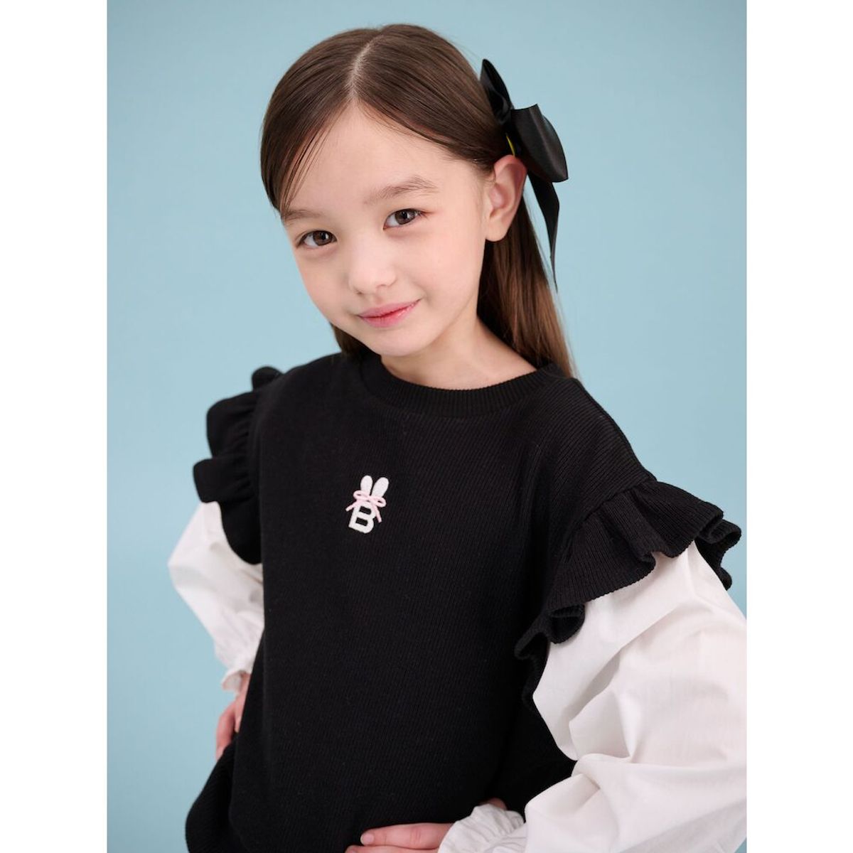 빈폴 키즈(BEANPOLE KIDS) 여아 니트라이크 레이어드 스웨트 셔츠  블랙 (BI5141G055)