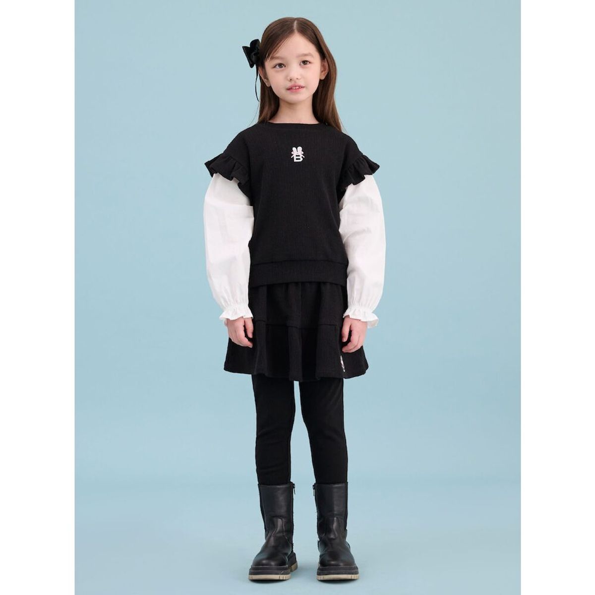 빈폴 키즈(BEANPOLE KIDS) 여아 니트라이크 레이어드 스웨트 셔츠  블랙 (BI5141G055)