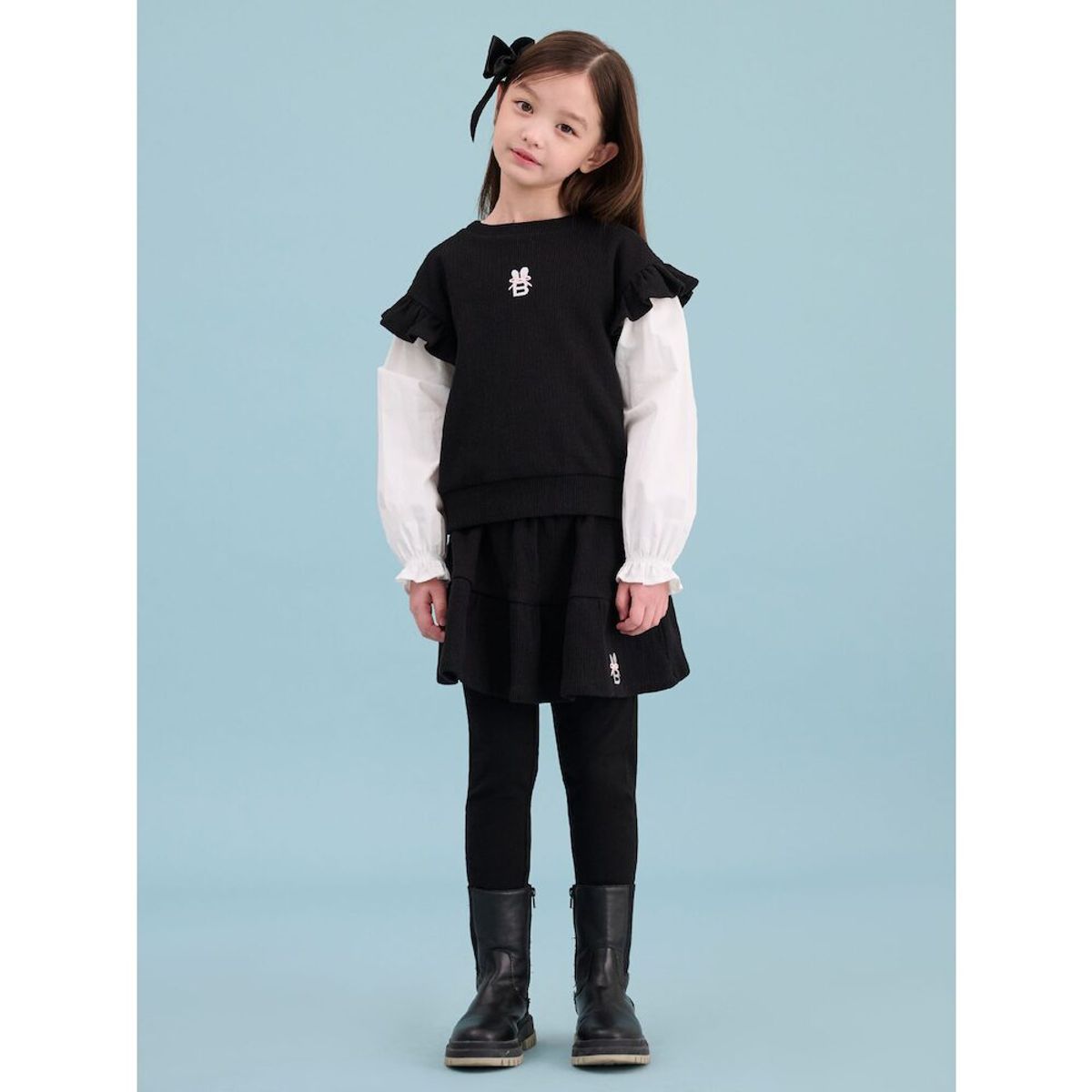 빈폴 키즈(BEANPOLE KIDS) 여아 니트라이크 레이어드 스웨트 셔츠  블랙 (BI5141G055)