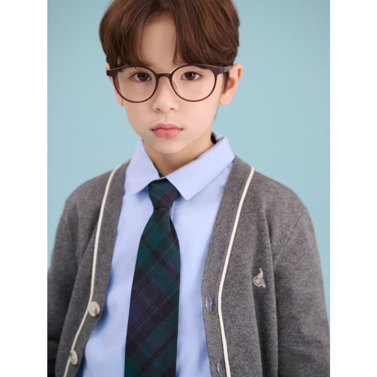 빈폴 키즈(BEANPOLE KIDS) [Essential] 면 브이넥 카디건  애쉬 (BI515AUE14)