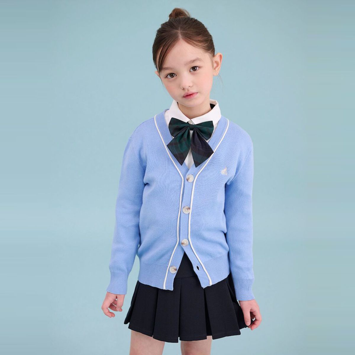 빈폴 키즈(BEANPOLE KIDS) [Essential] 면 브이넥 카디건  스카이 블루 (BI515AUE1Q)