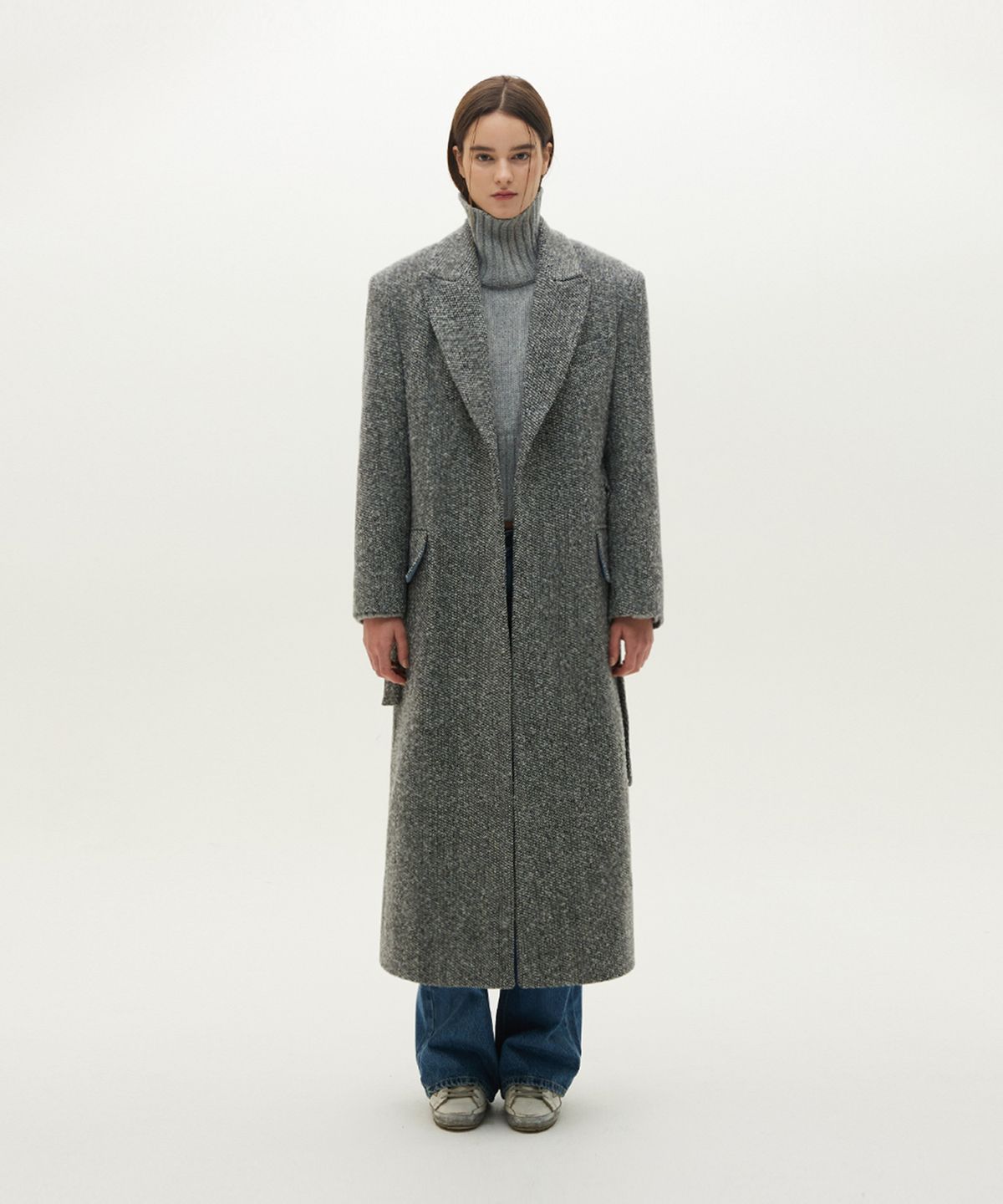므아므(MMAM) Tweed open-type minimal wool coat