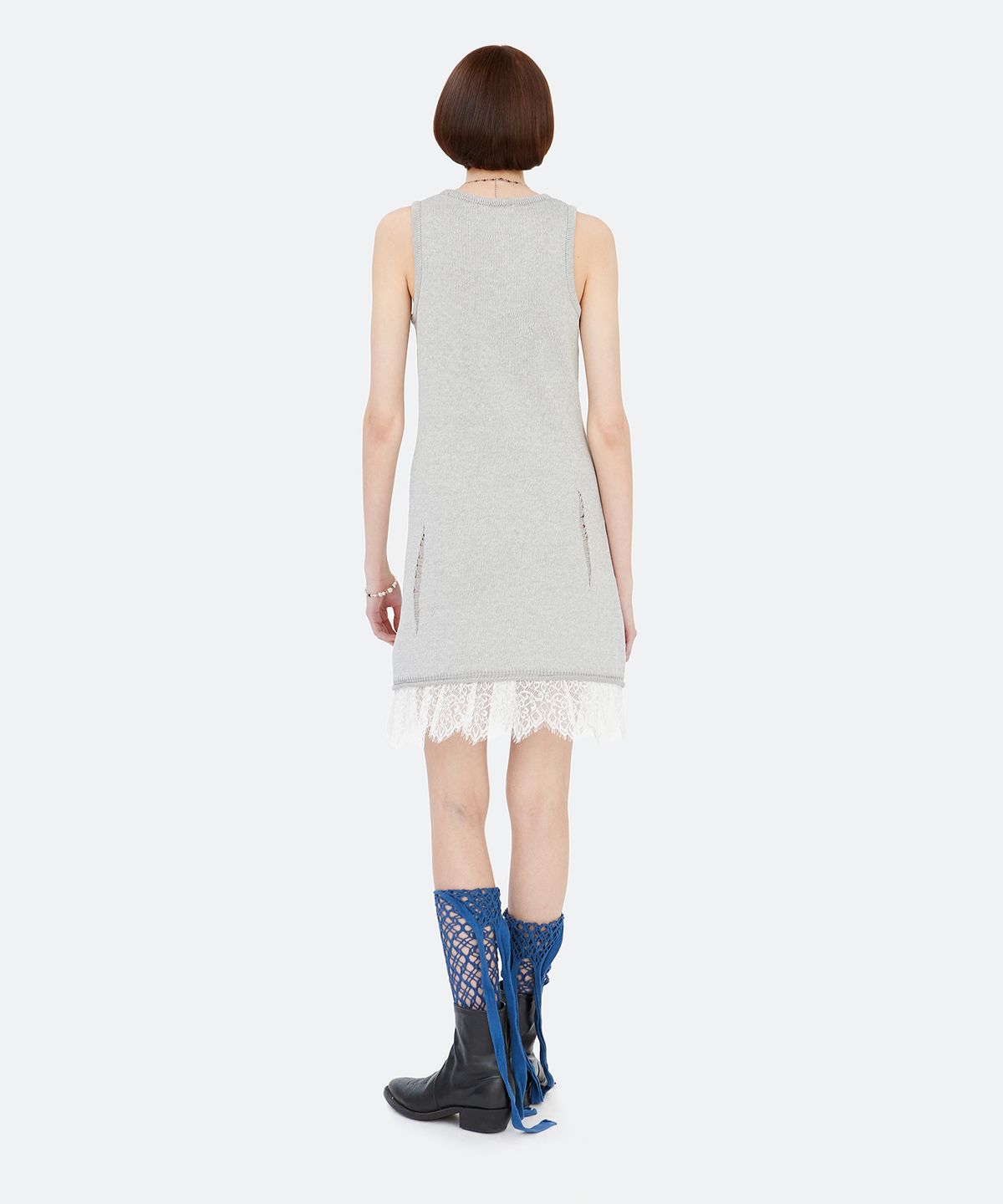 경(GYEONG) Metallic Knit Dress_Silver Gray