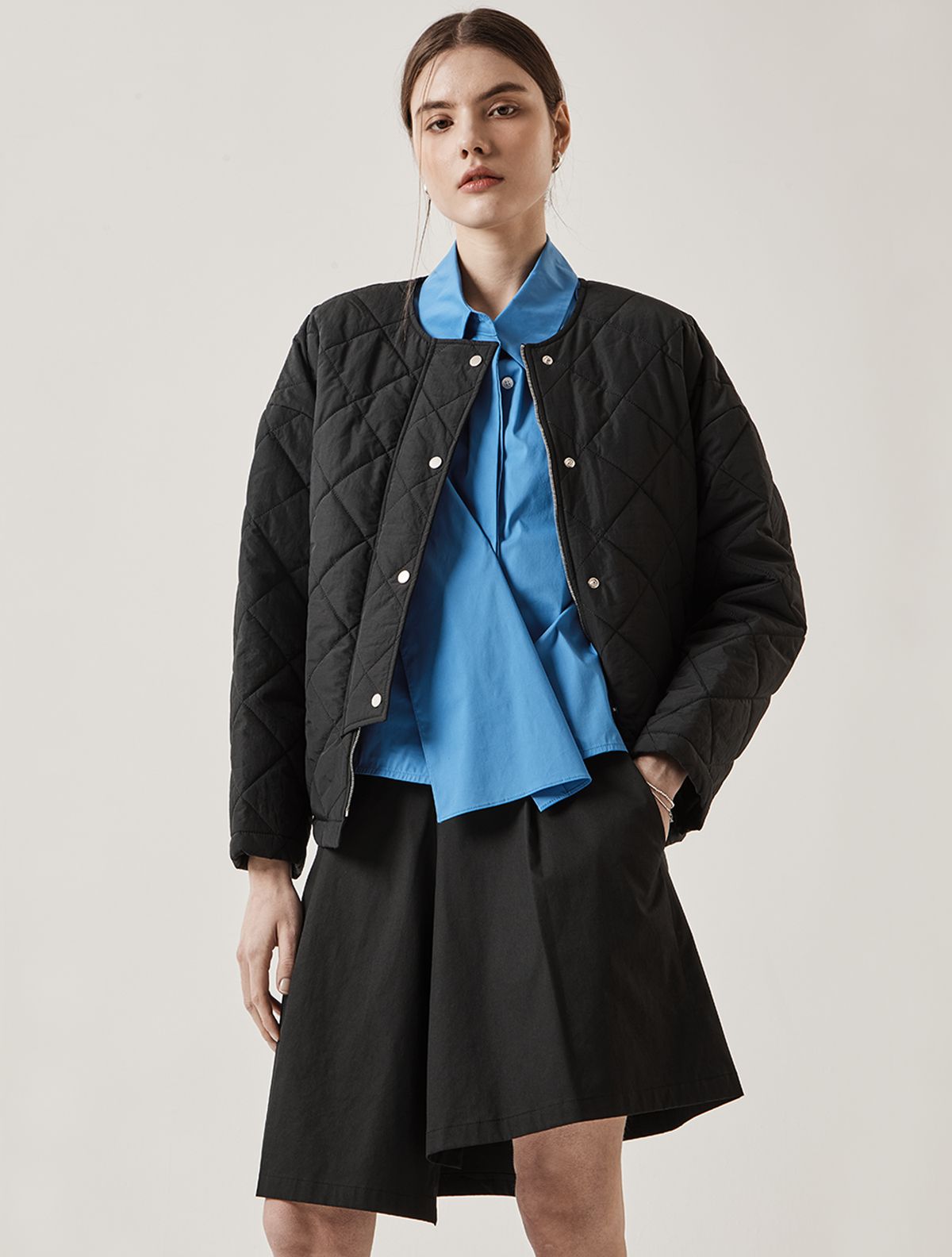 르이엘(LE YIEL) Quilting Crop Padding Jumper_Black 퀼팅 크롭 패딩 점퍼_블랙
