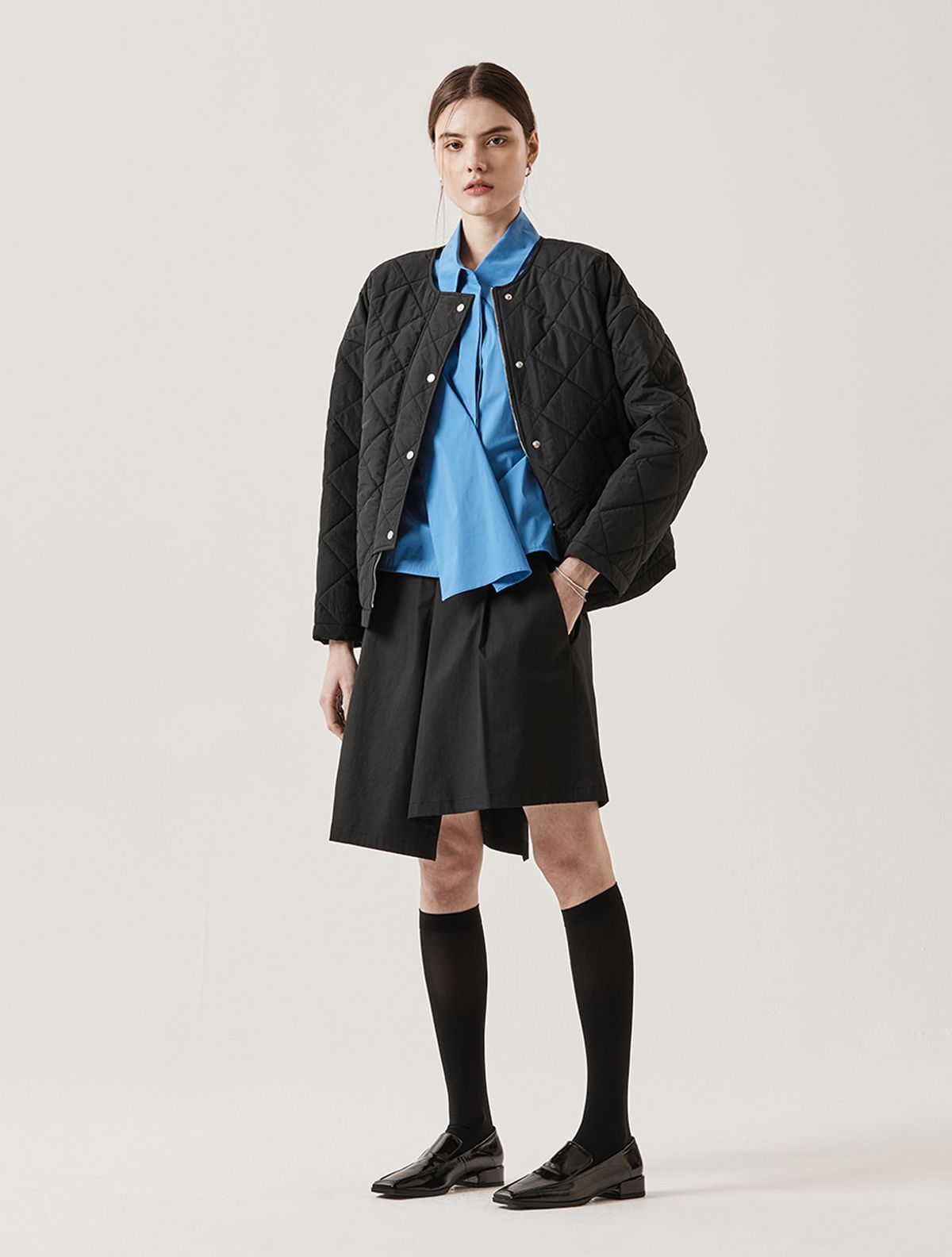 르이엘(LE YIEL) Quilting Crop Padding Jumper_Black 퀼팅 크롭 패딩 점퍼_블랙