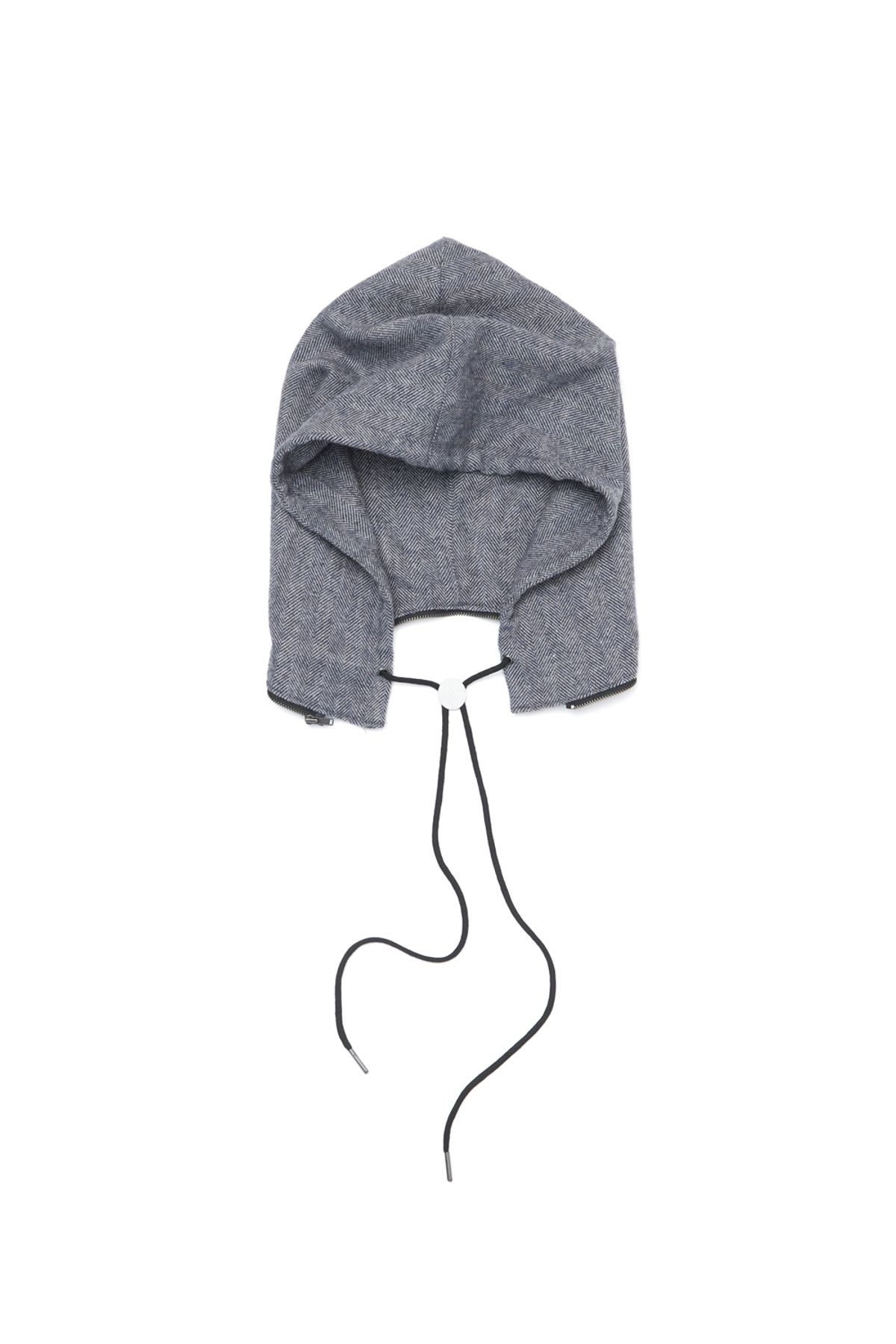 해칭룸(HATCHINGROOM) Hoodie Muffler Hairy Herringbone Blue Grey