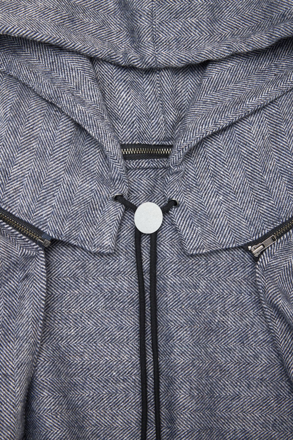 해칭룸(HATCHINGROOM) Hoodie Muffler Hairy Herringbone Blue Grey