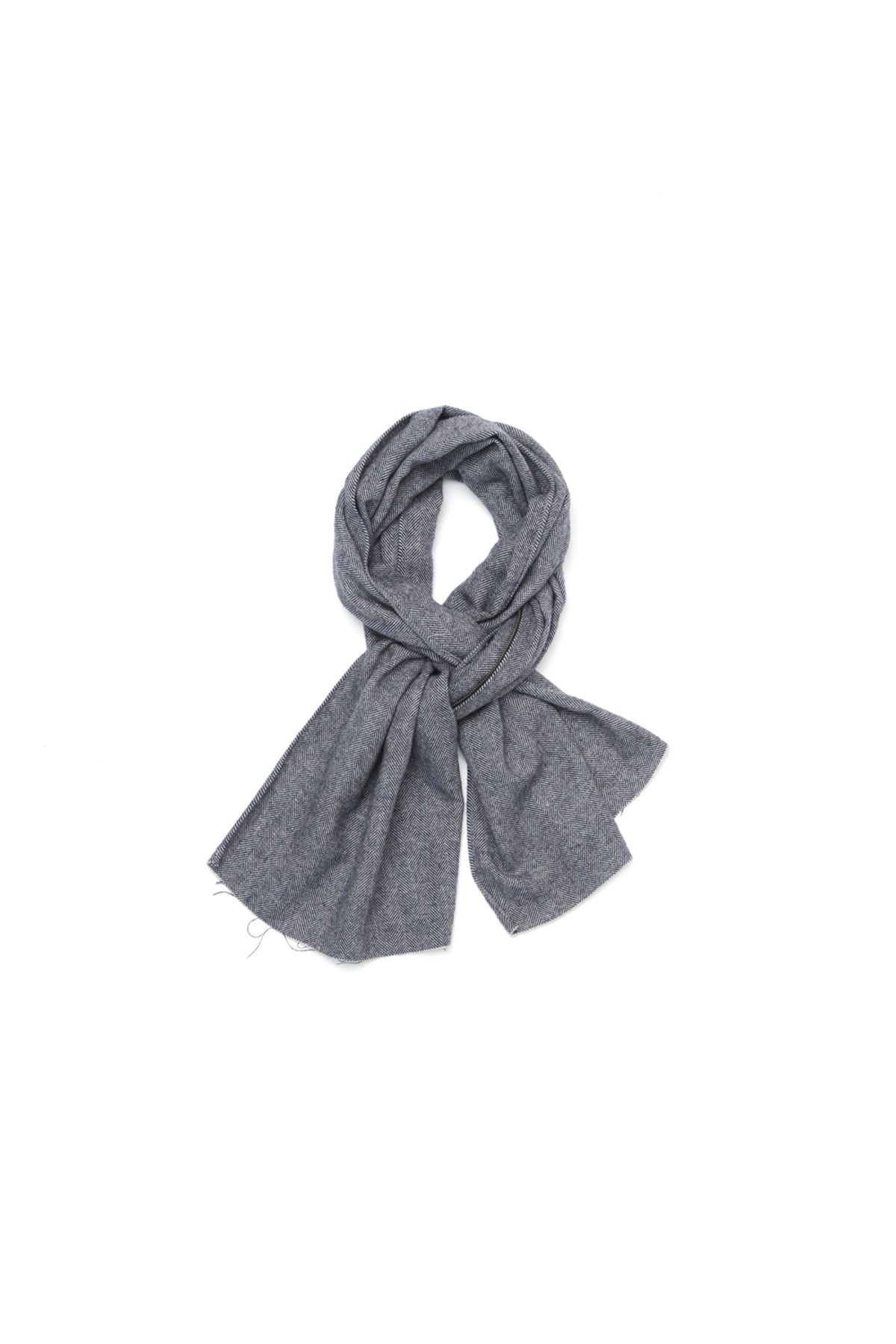 해칭룸(HATCHINGROOM) Hoodie Muffler Hairy Herringbone Blue Grey