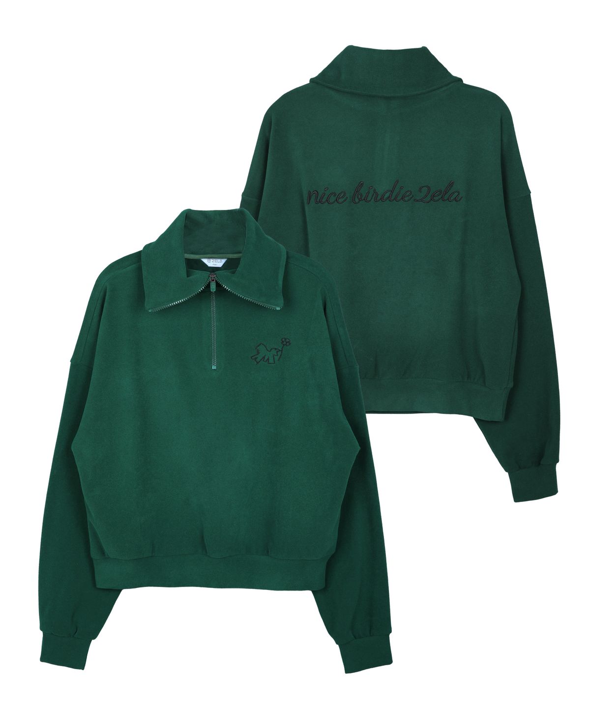 투엘라(2ELA) 러플내핑 여성 기모 하프 집업 긴팔 오버핏 티셔츠(W5WT63) 3 Colors