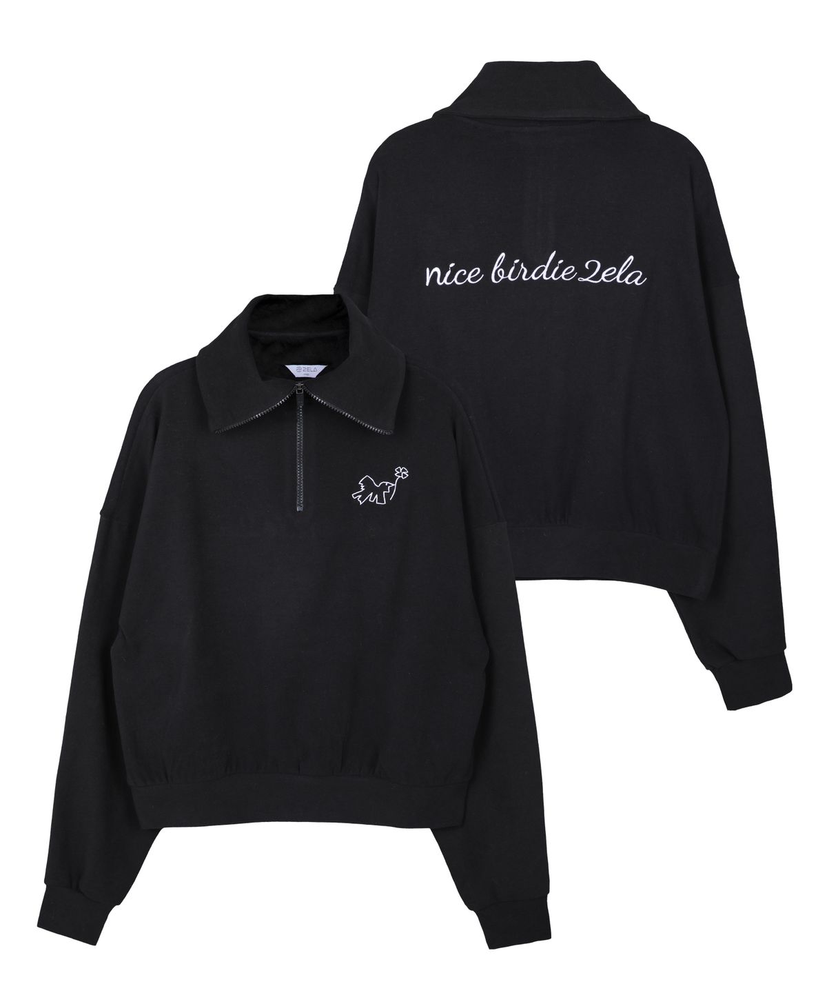 투엘라(2ELA) 러플내핑 여성 기모 하프 집업 긴팔 오버핏 티셔츠(W5WT63) 3 Colors