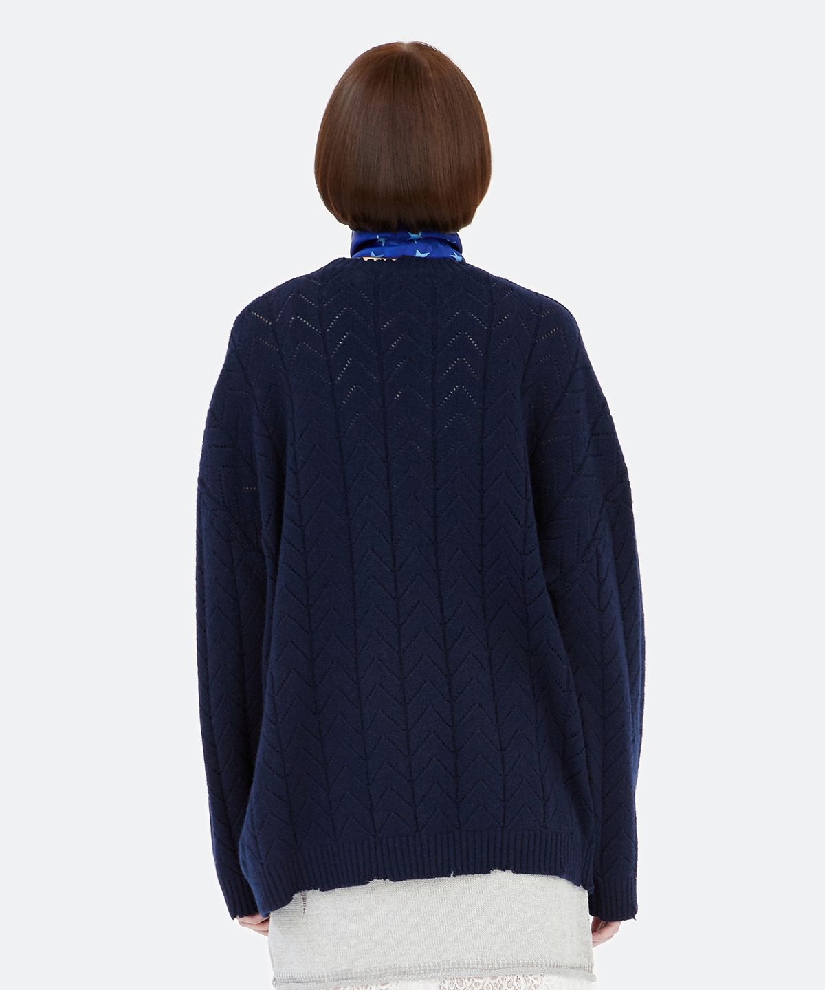 경(GYEONG) Oversize Damaged Knit Sweater_Navy
