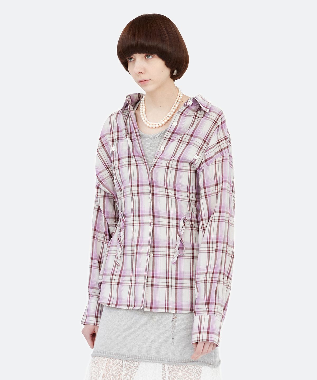 경(GYEONG) Two Pocket Check Shirts_Pink